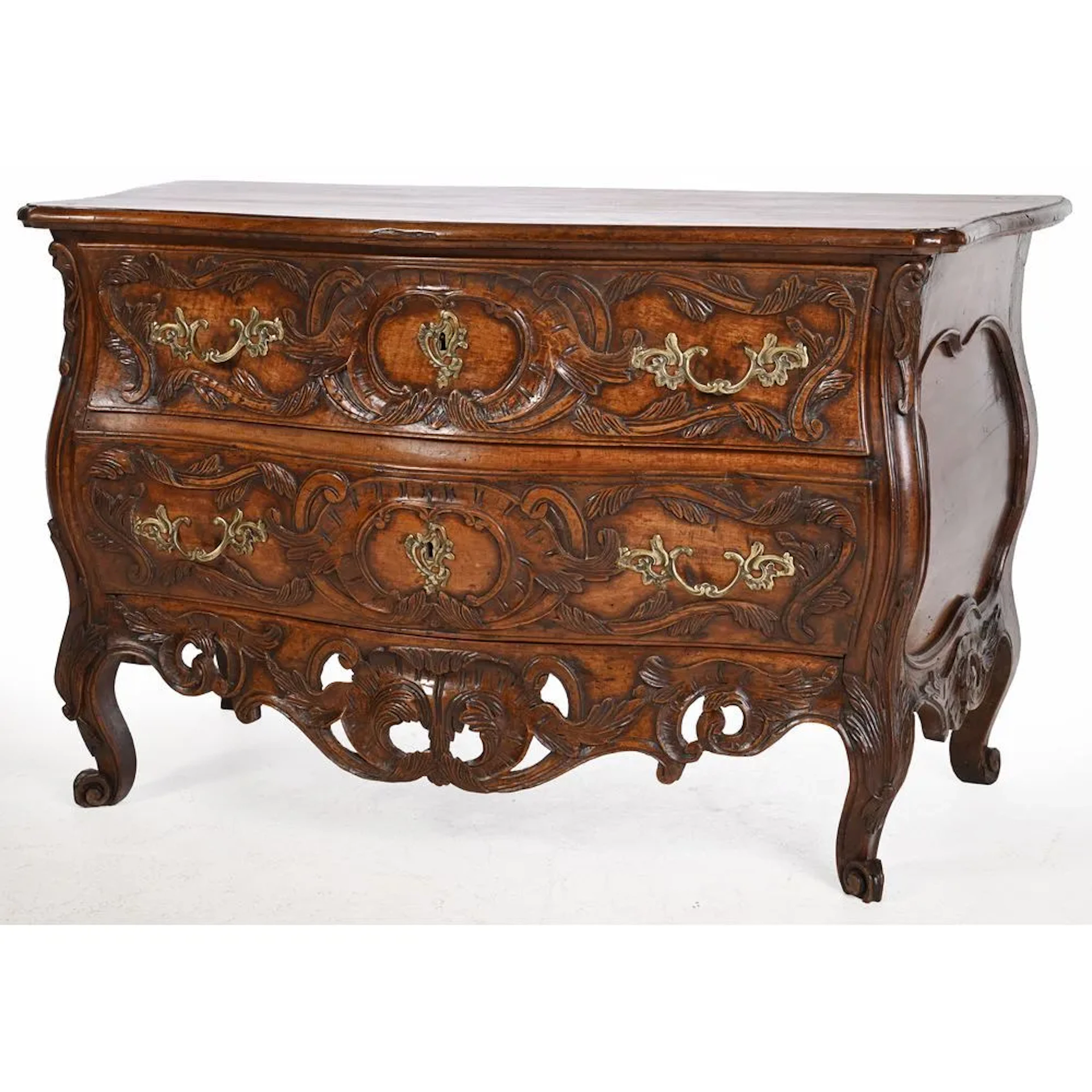 LOUIS XV-STYLE CHEST OF DRAWERS FROM NICE, made of walnut, with a