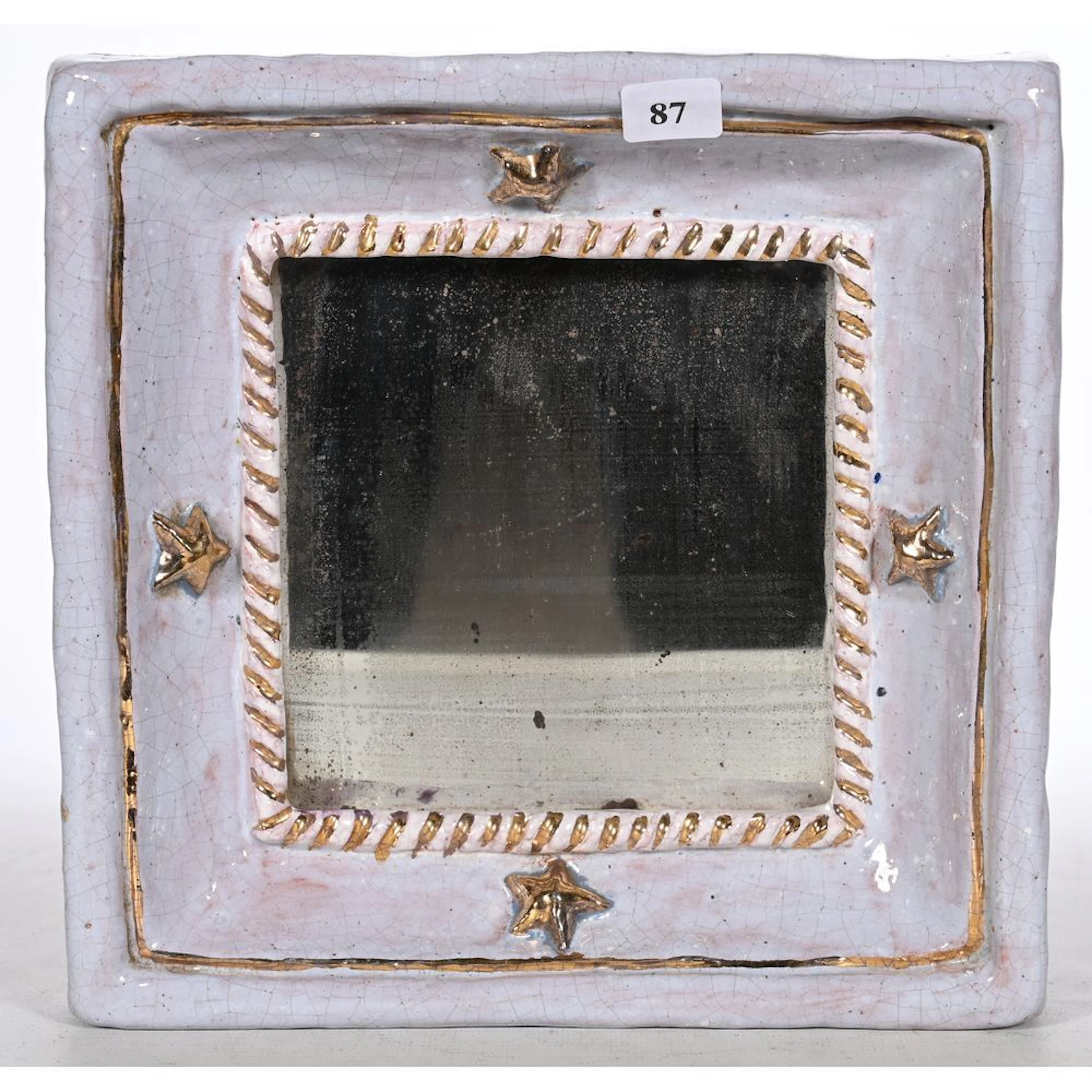 BIZETTE, Françoise. (1914–1996). Ceramic MIRROR with enamel decoration.