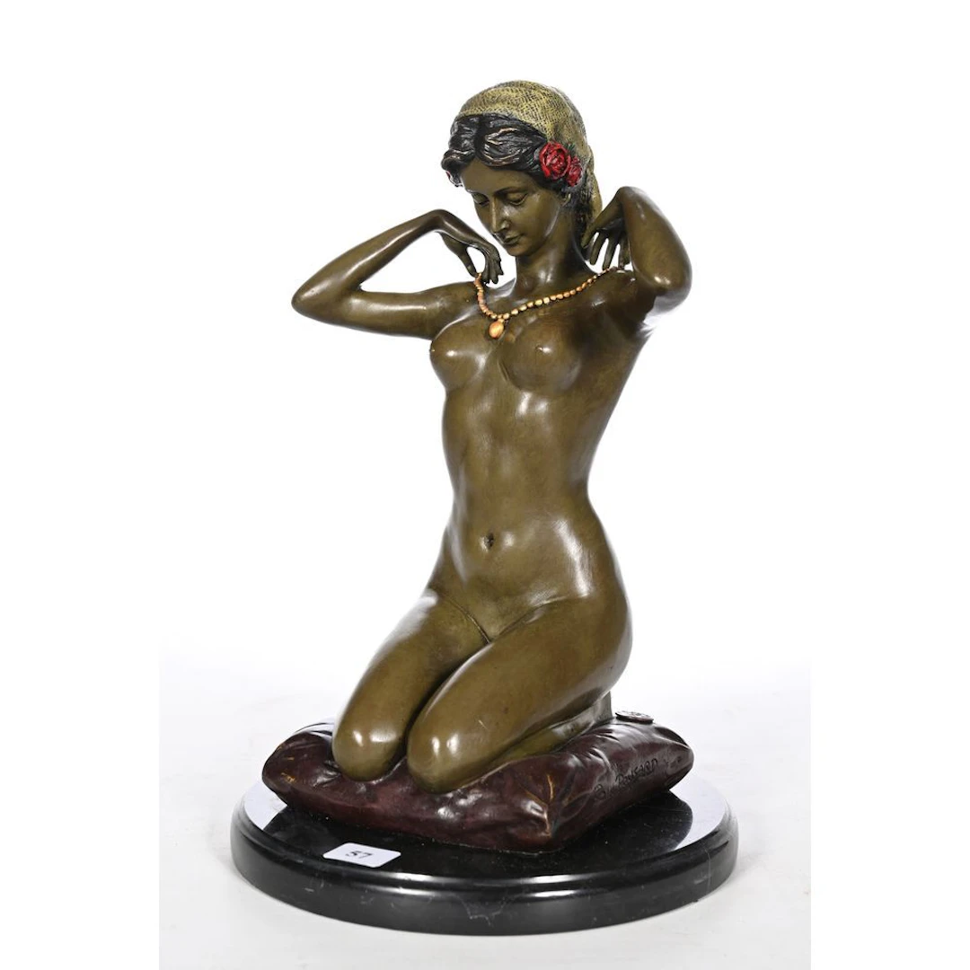 PONSARD, Paul. “Young Woman Kneeling, Nude, Wearing a Necklace.” Patinated