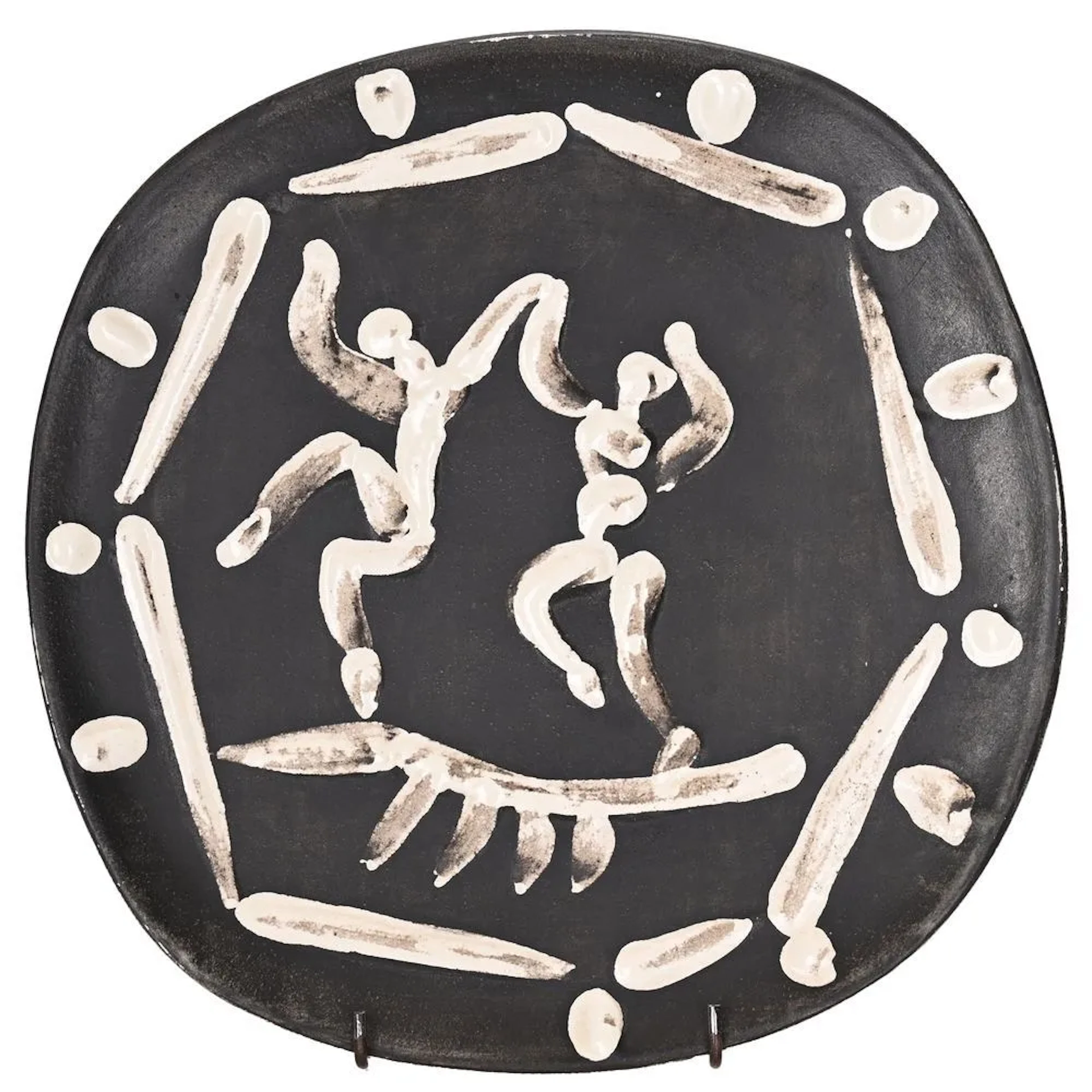 PICASSO MADOURA in VALLAURIS. SMALL PLATE “The Two Dancers” in white