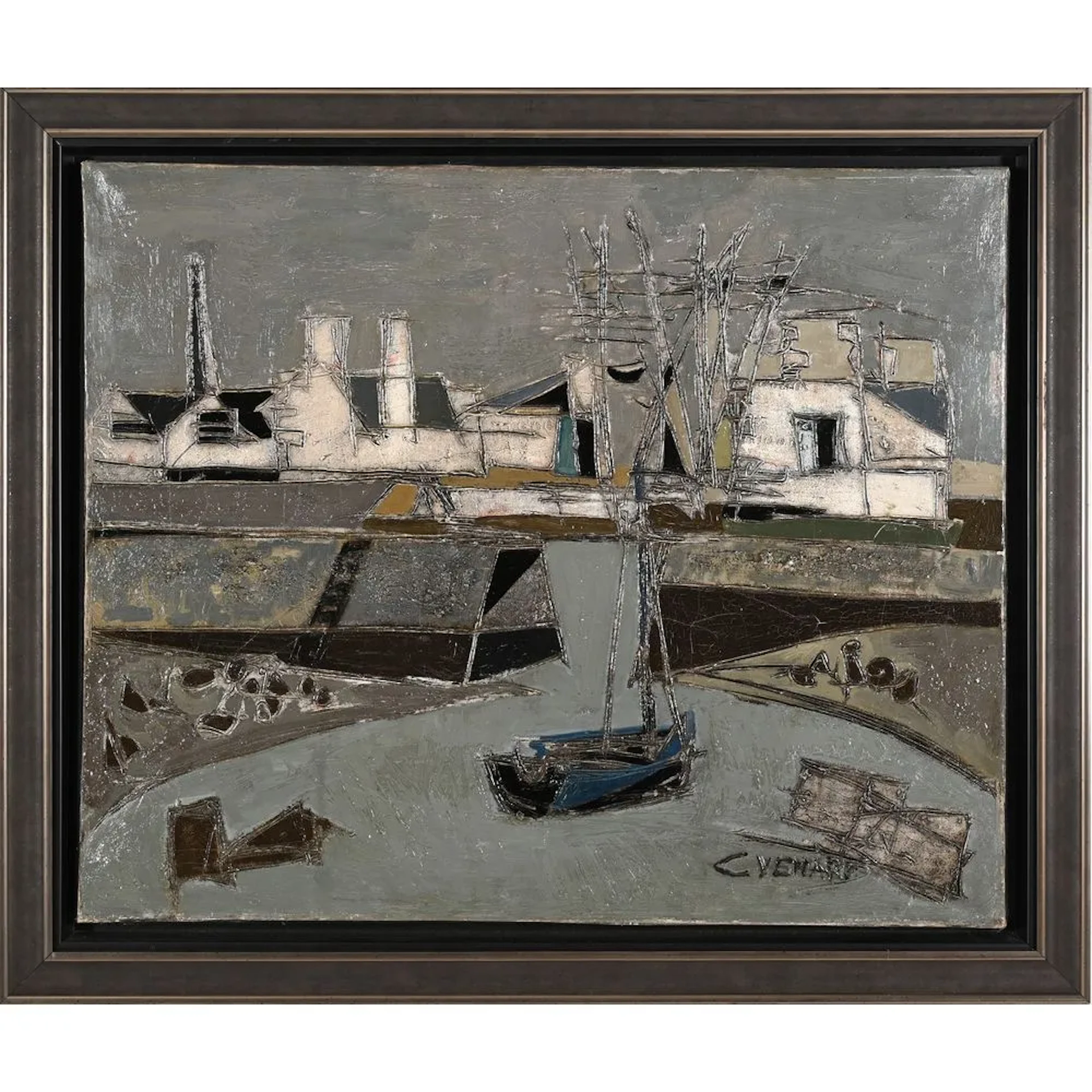 VENARD, Claude. (1913–1999). “Sailboat Returning to Port.” Signed