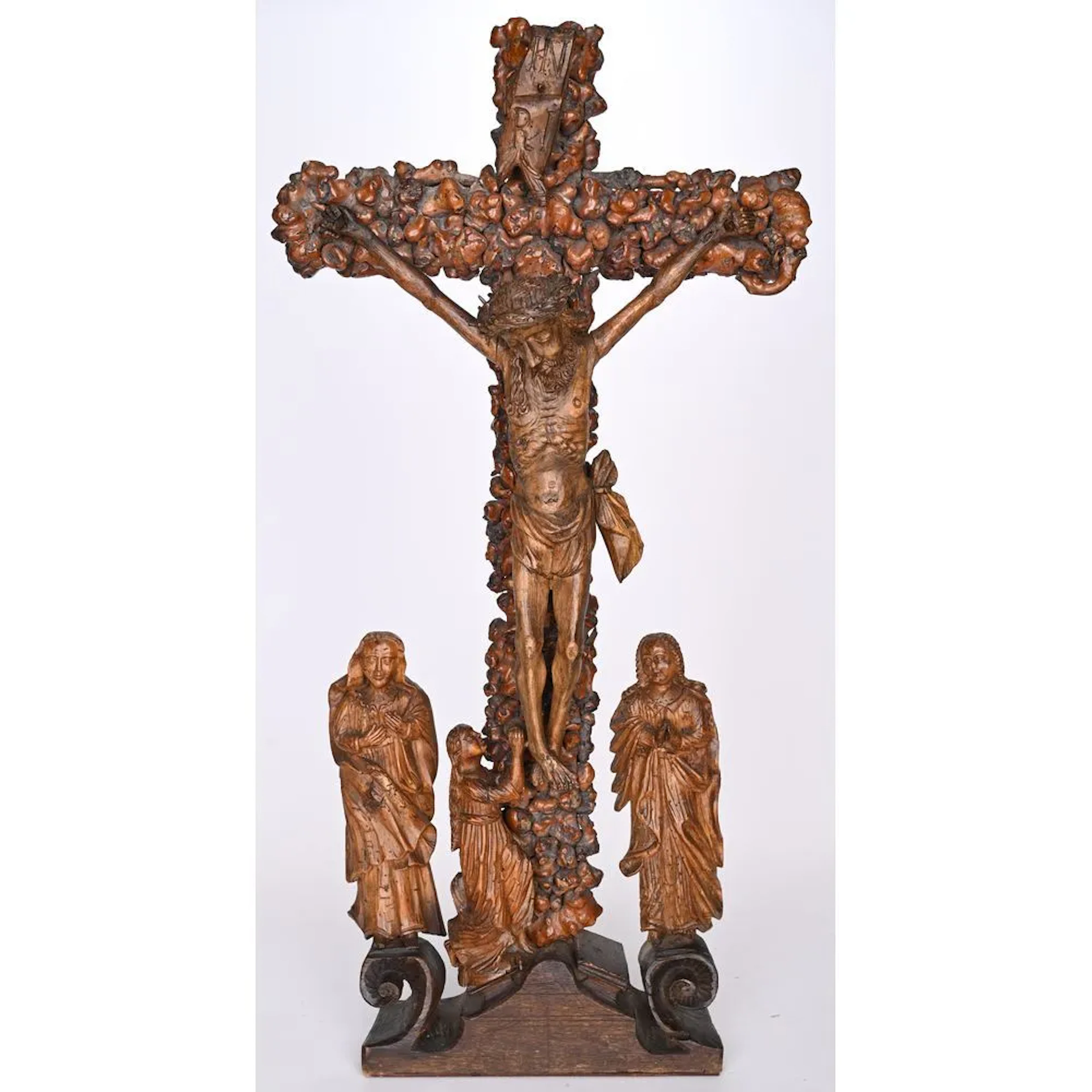 CRUCIFIXION SCENE depicting Christ on the cross and Mary Magdalene