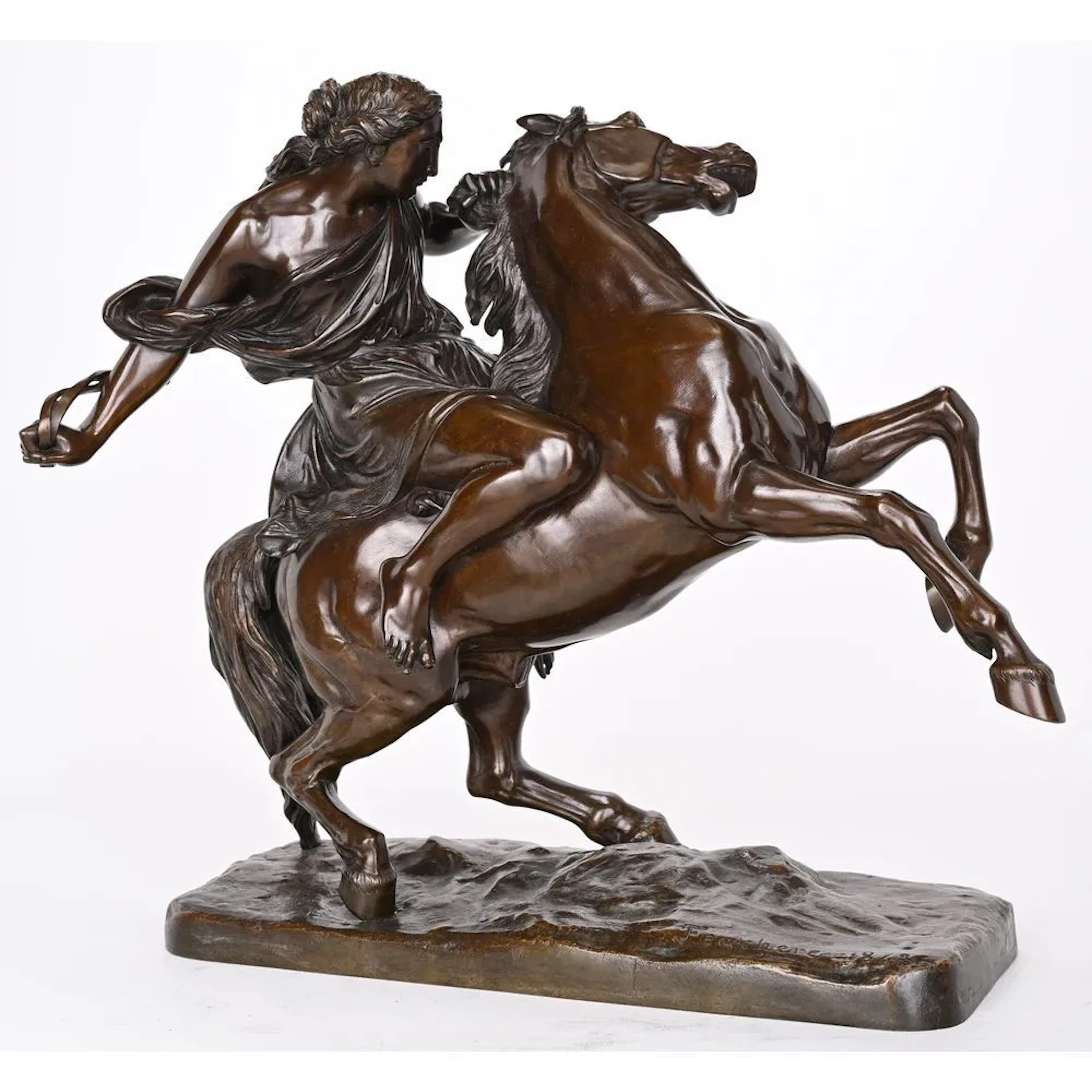 FEUCHERE, Jean-Jacques. (1807–1852). “Amazon Taming a Wild Horse