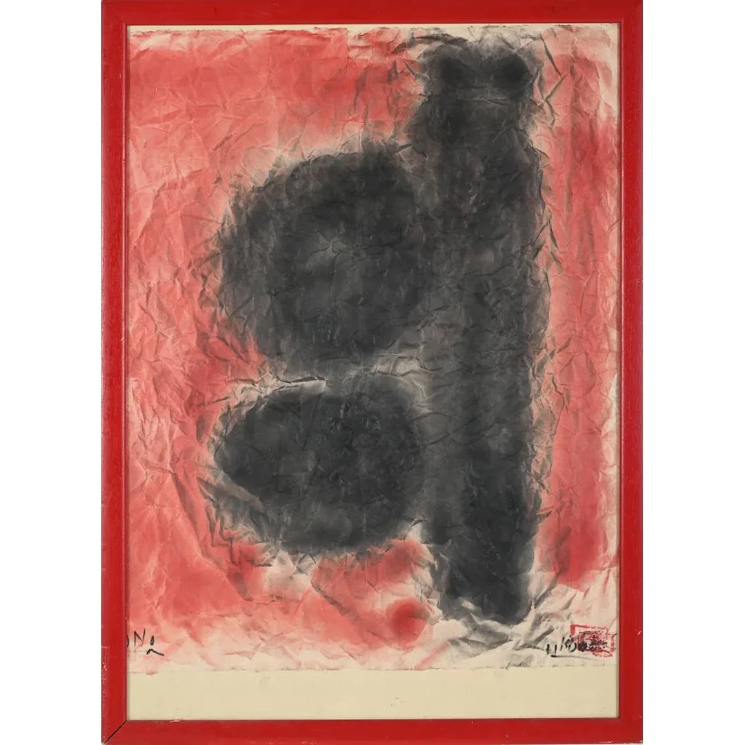 KIJNO, Ladislas. (1921–2012). “Composition.” Oil on crumpled paper