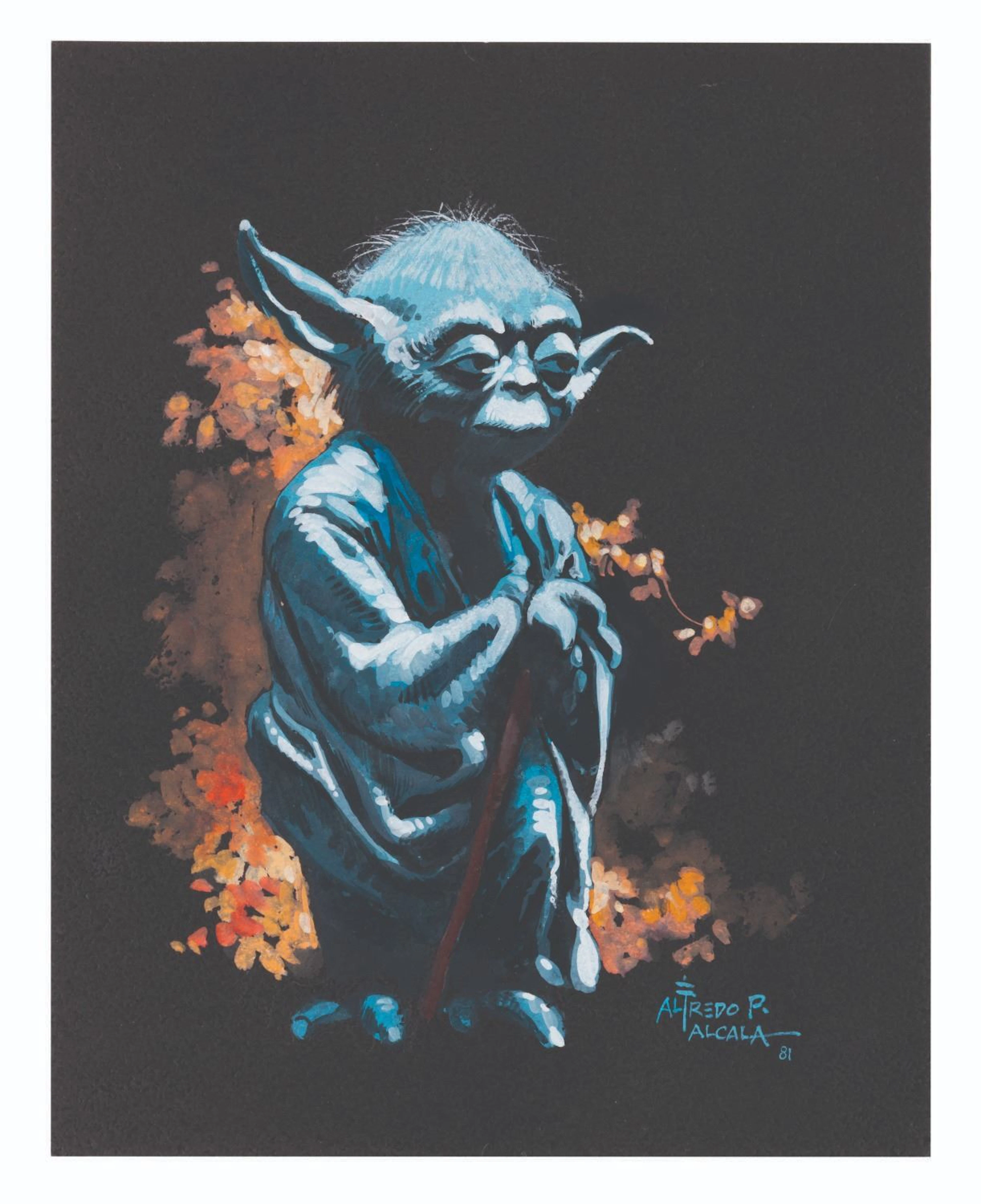 An Original Yoda Painting by Alfredo Alcala.
