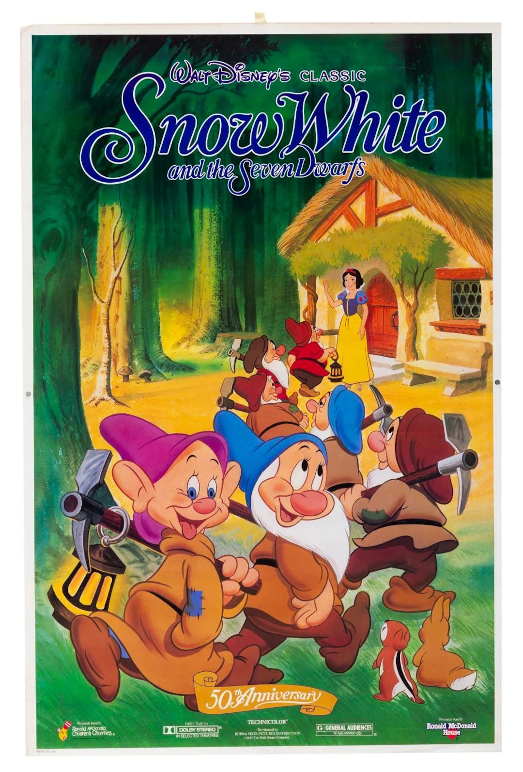A "Snow White and the Seven Dwarfs" 50th Anniversary McDonalds Poster.