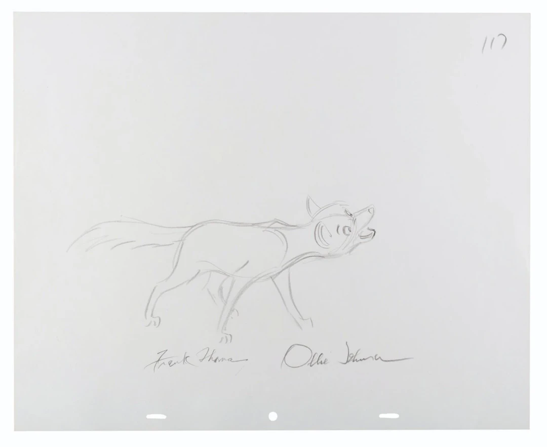 A Frank & Ollie Signed "The Fox and the Hound" Production Drawing.