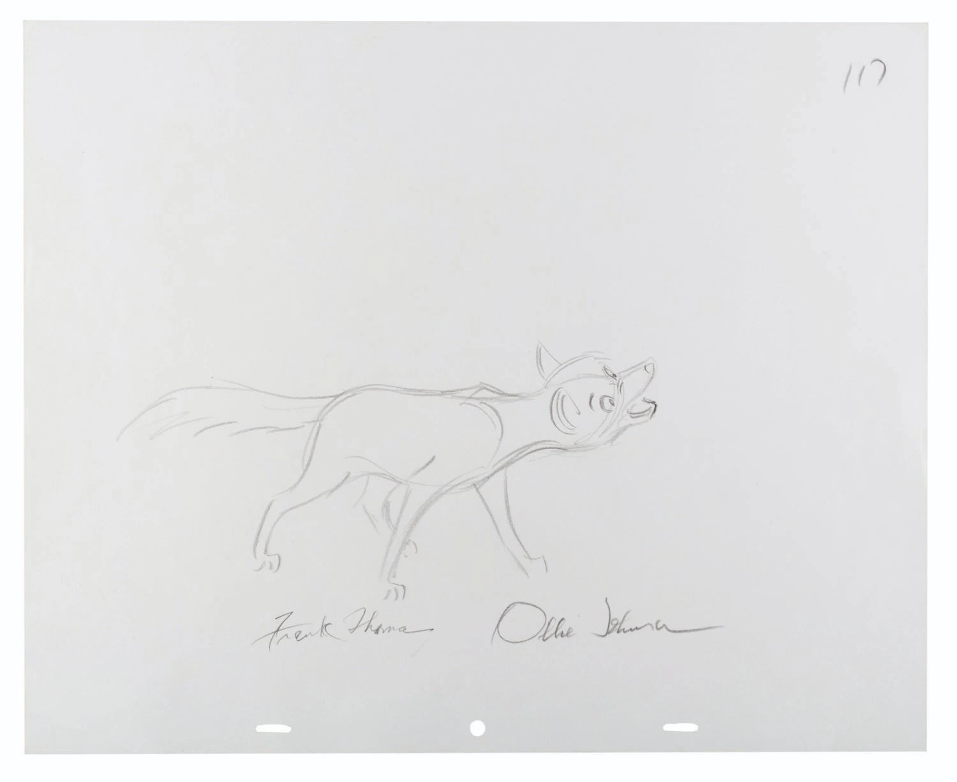 A Frank & Ollie Signed "The Fox and the Hound" Production Drawing.