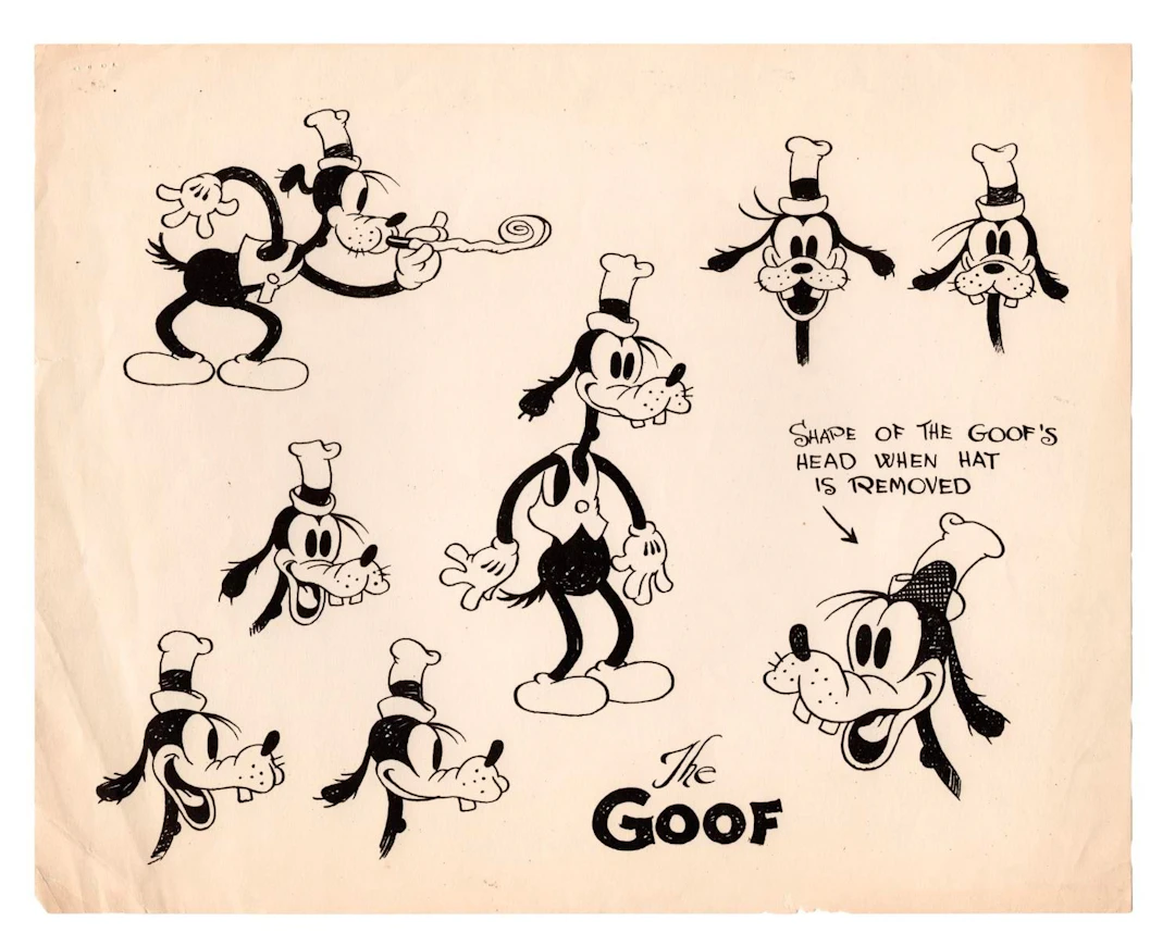 A “The Whoopee Party” Early Goofy Model Sheet.