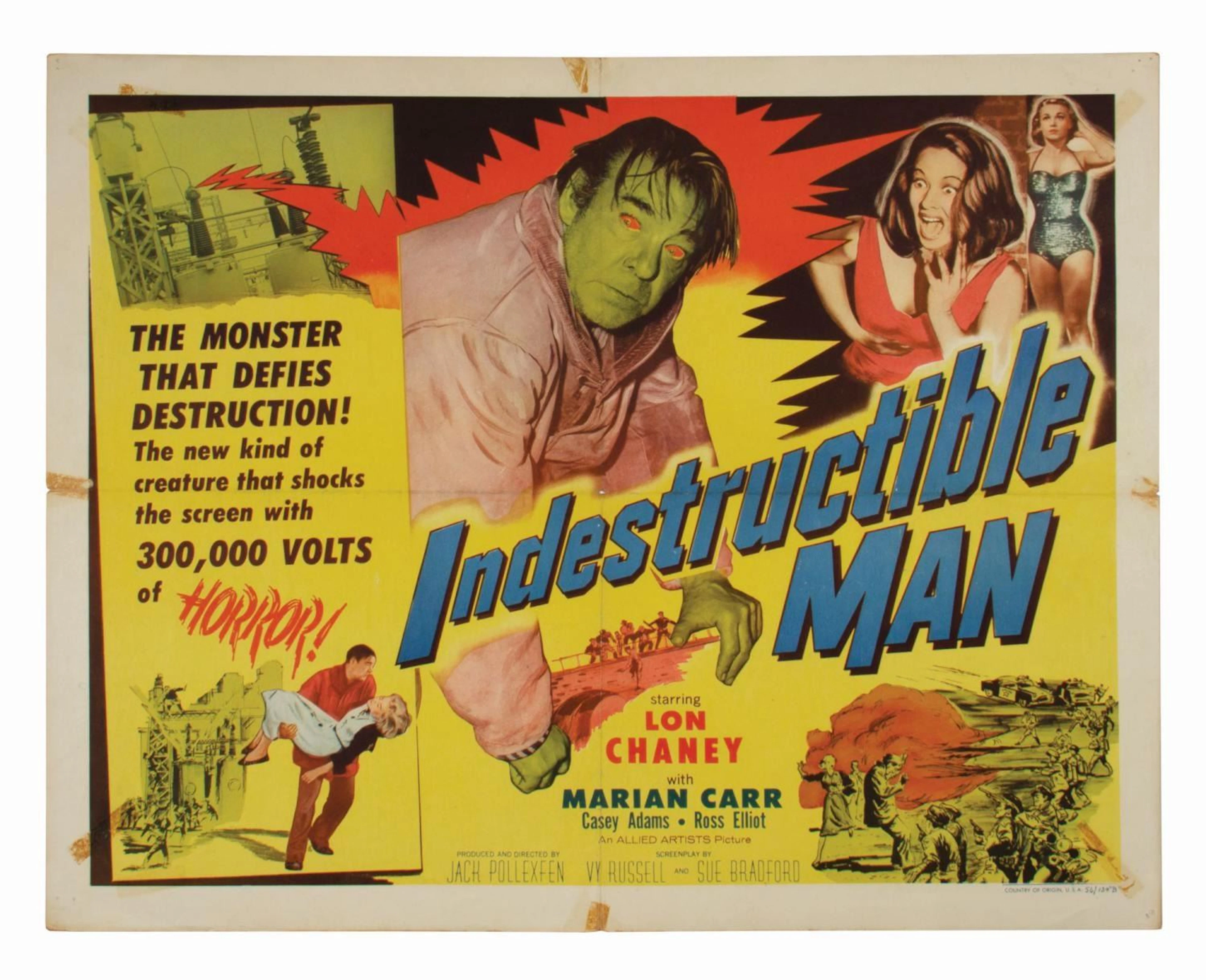 An “Indestructible Man” Half-Sheet Poster.