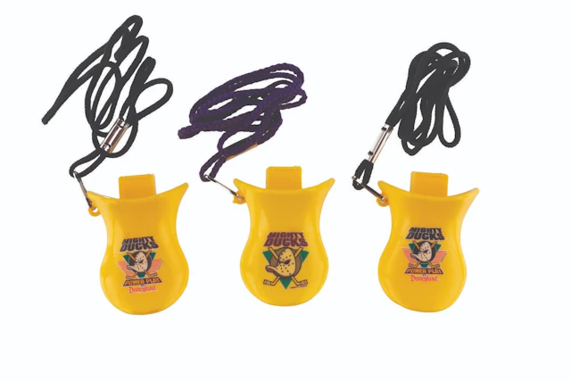A Collection of Disneyland Mighty Ducks Power Play Duck Calls.