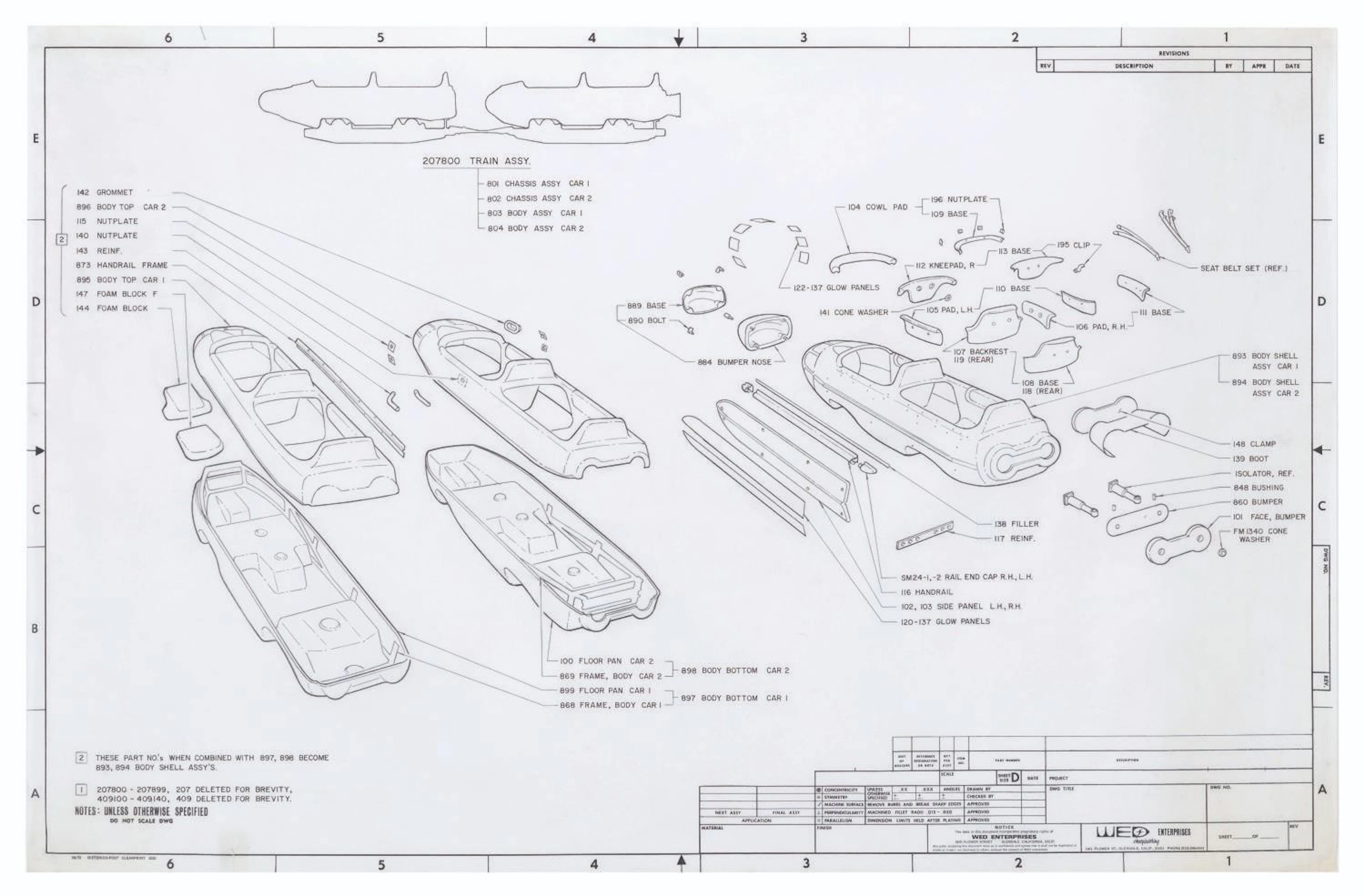An Original Space Mountain Ride Vehicle Schematic.