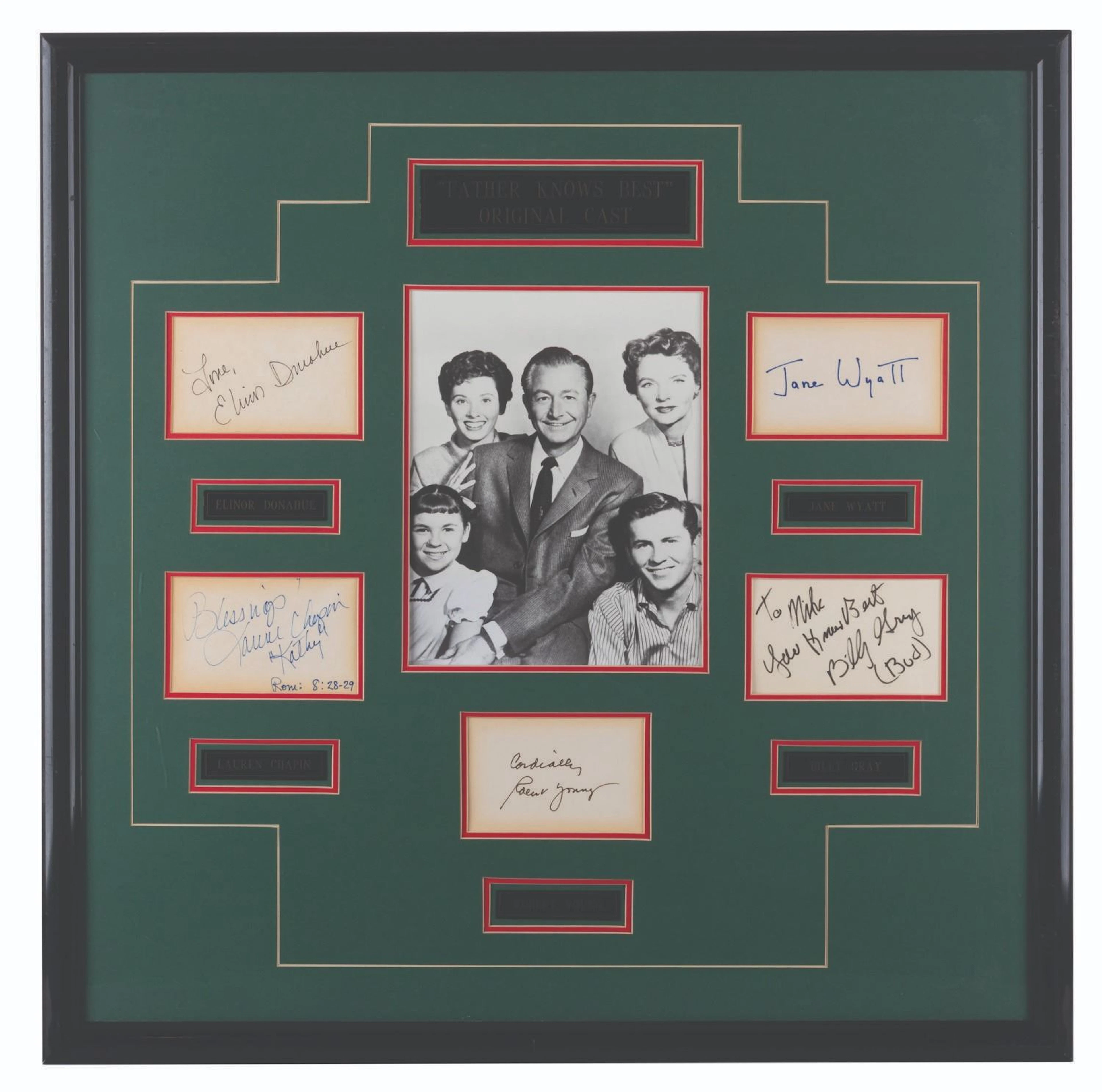 A Framed Set of "Father Knows Best" Cast Signatures.
