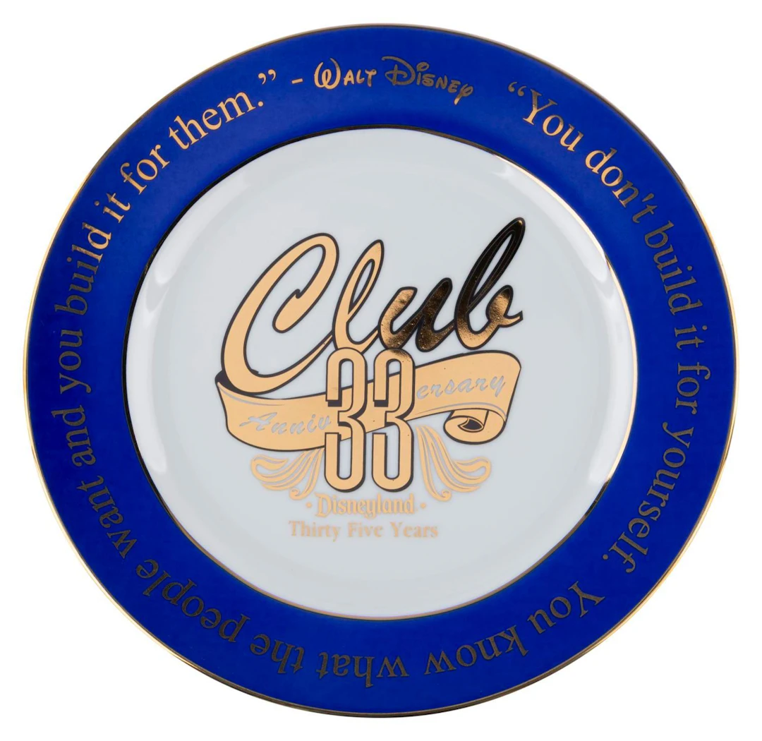 A Club 33 35th Anniversary Plate.