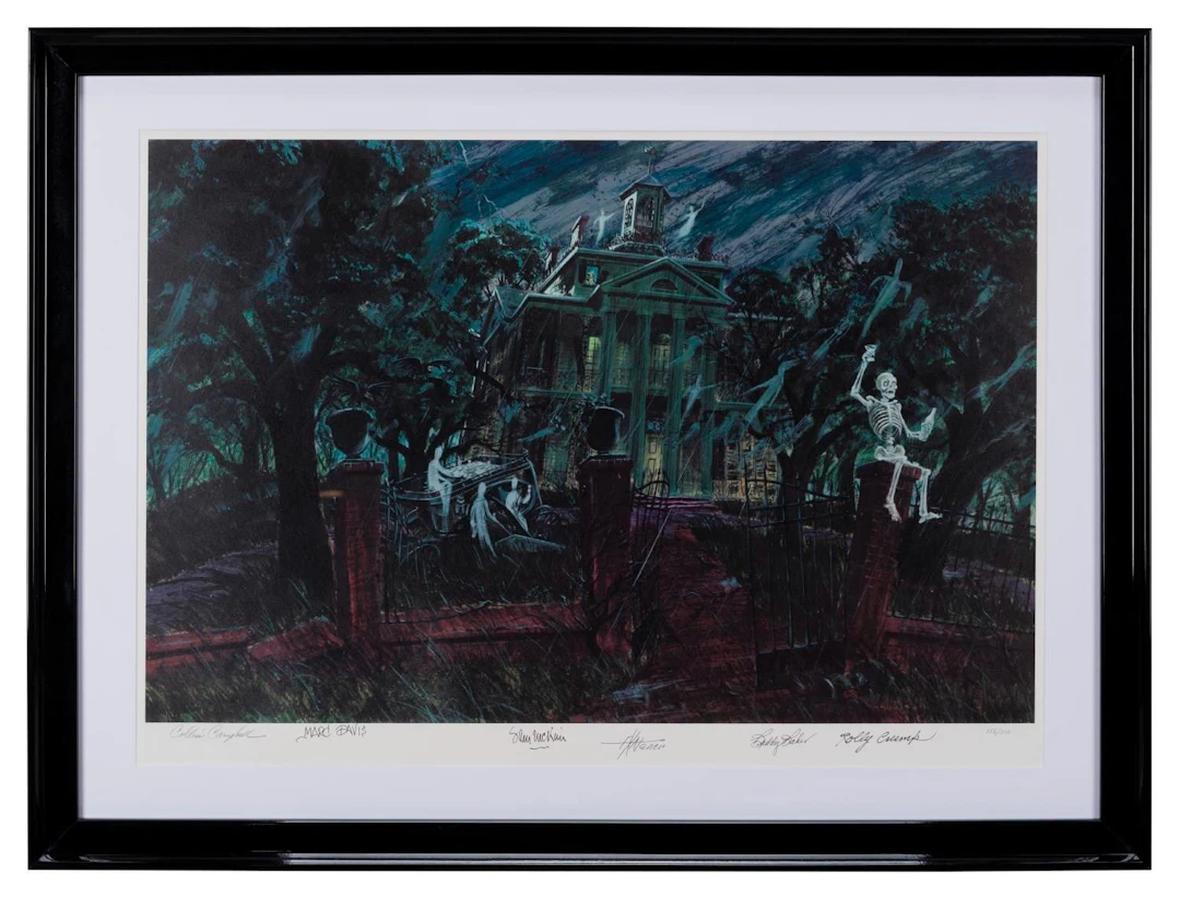 A Multi-Signed Haunted Mansion Print by Collin Campbell.