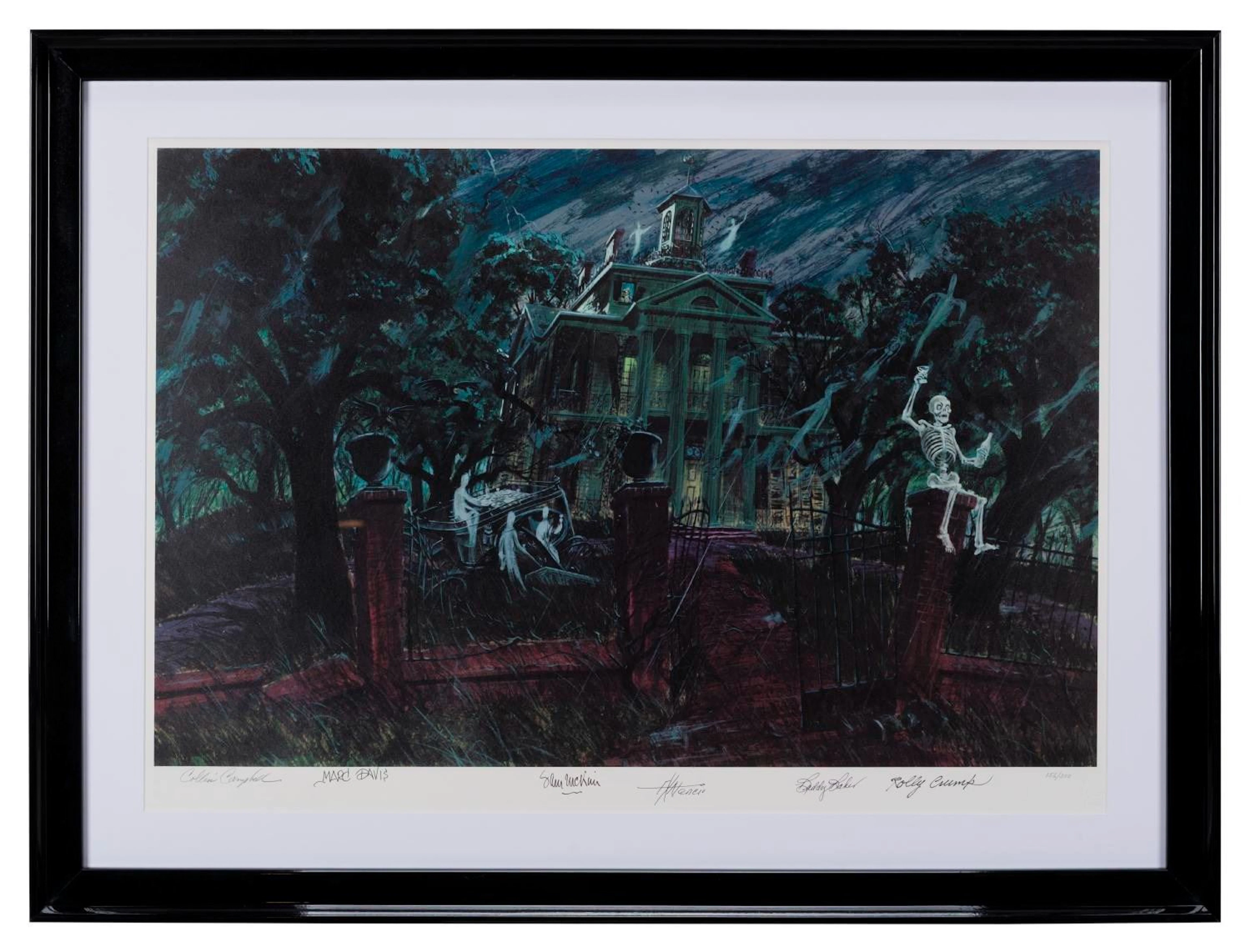 A Multi-Signed Haunted Mansion Print by Collin Campbell.