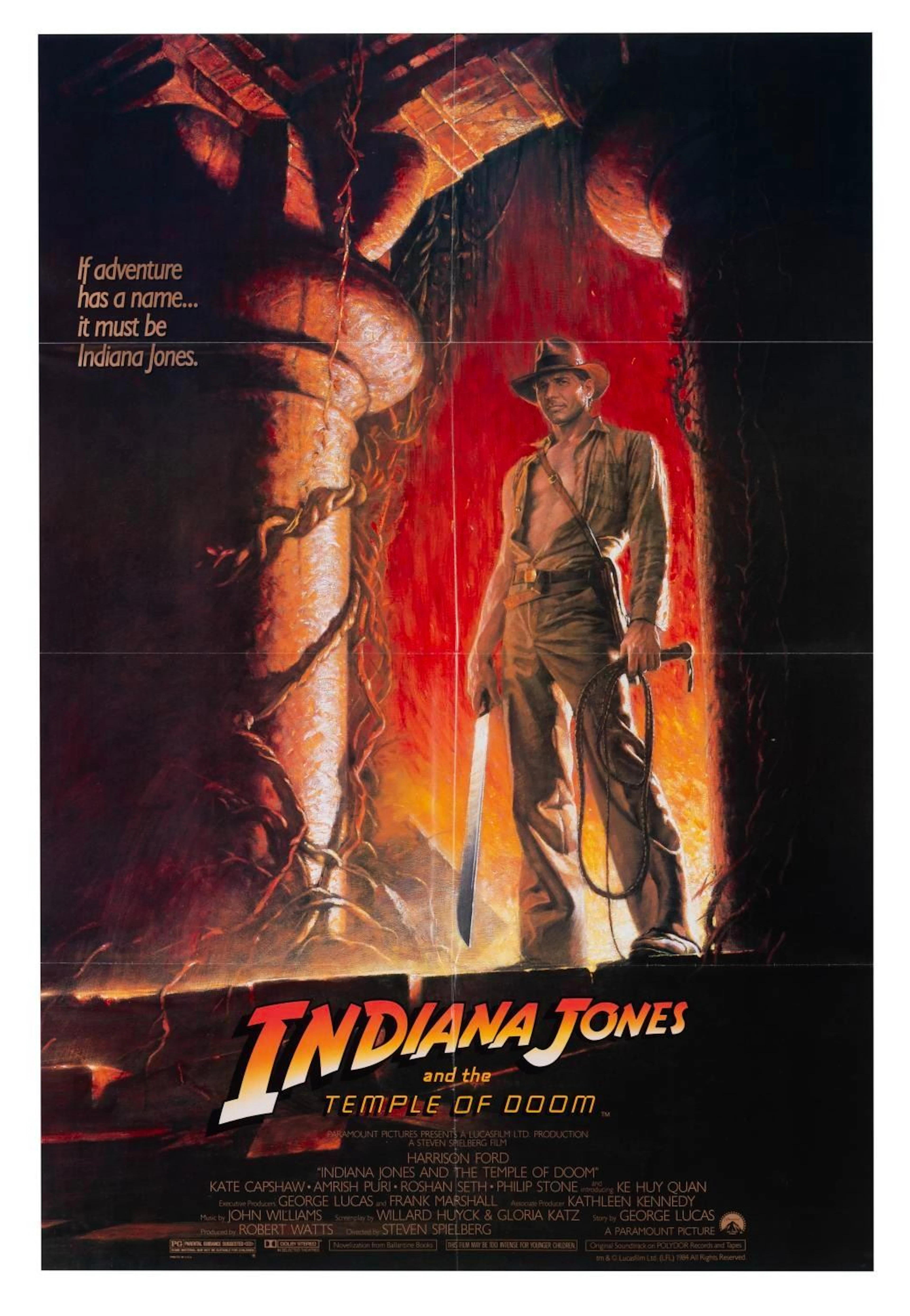 An "Indiana Jones and The Temple Of Doom" One-Sheet.