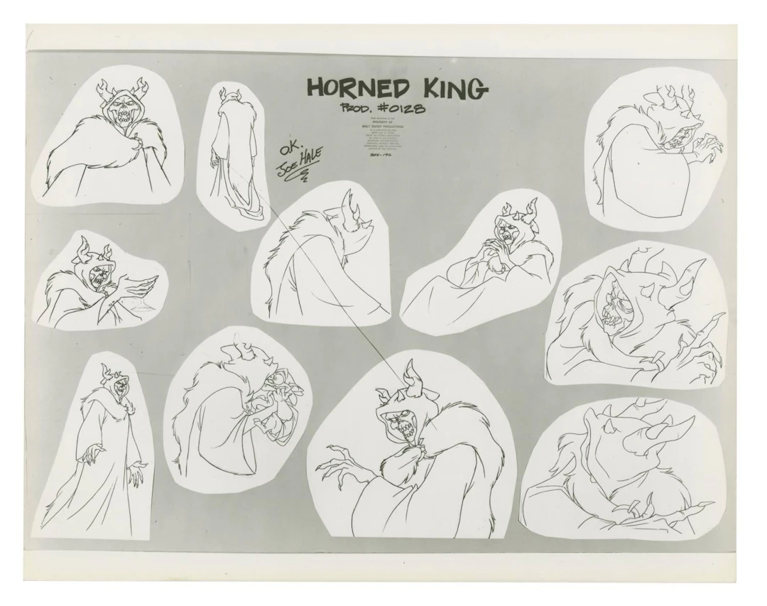 A "Black Cauldron" Horned King Model Sheet.