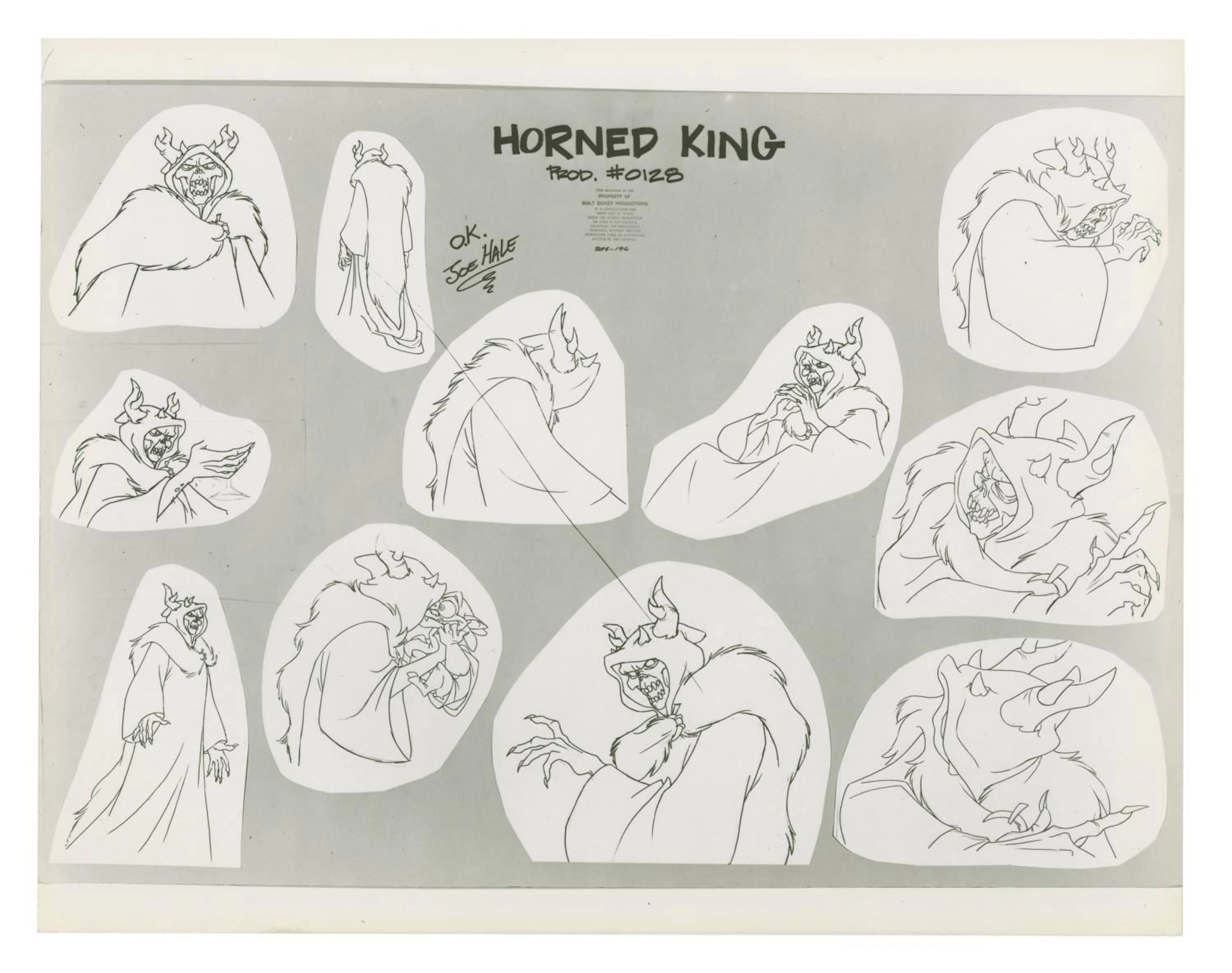A "Black Cauldron" Horned King Model Sheet.