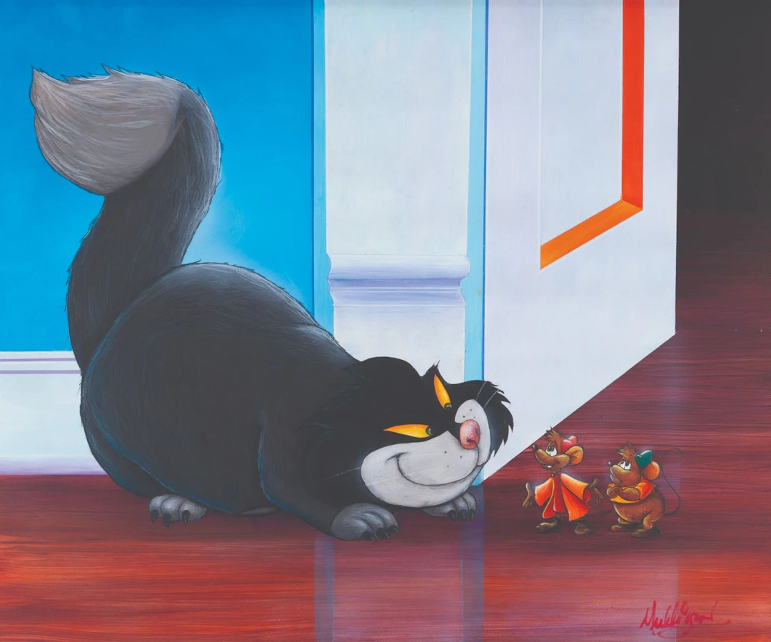 A "Cinderella" Lucifer, Jaq, and Gus Original Painting.
