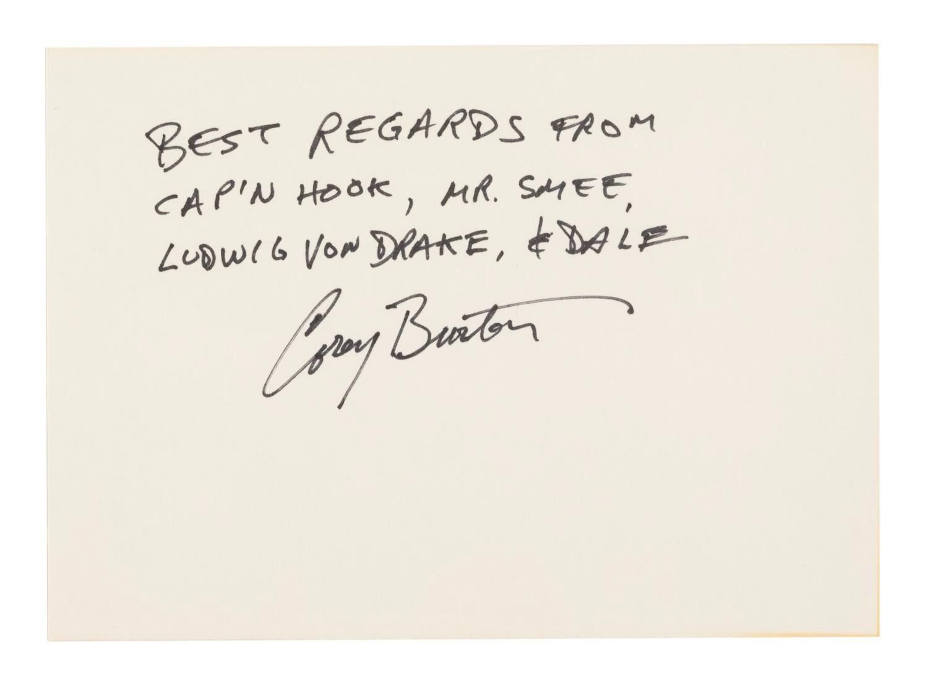 A Corey Burton Voice of Cap'n Hook Autograph.