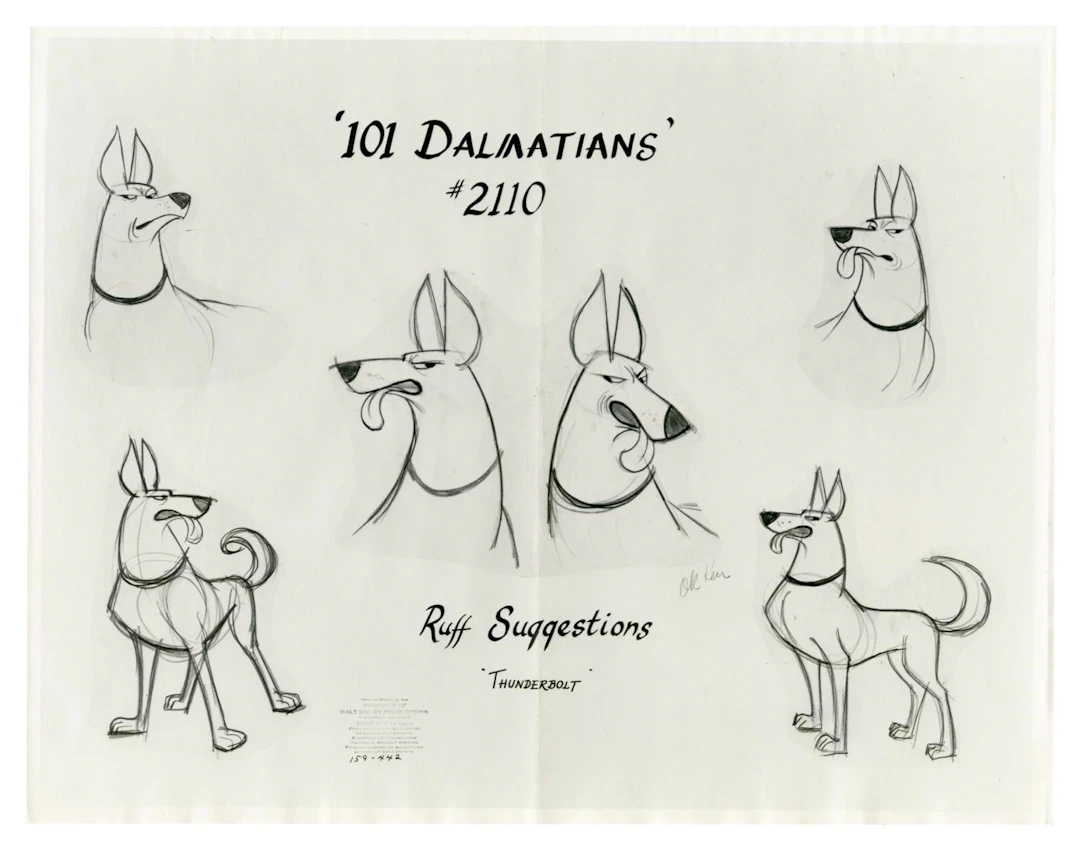 A "One Hundred and One Dalmatians" Thunderbolt Model Sheet.
