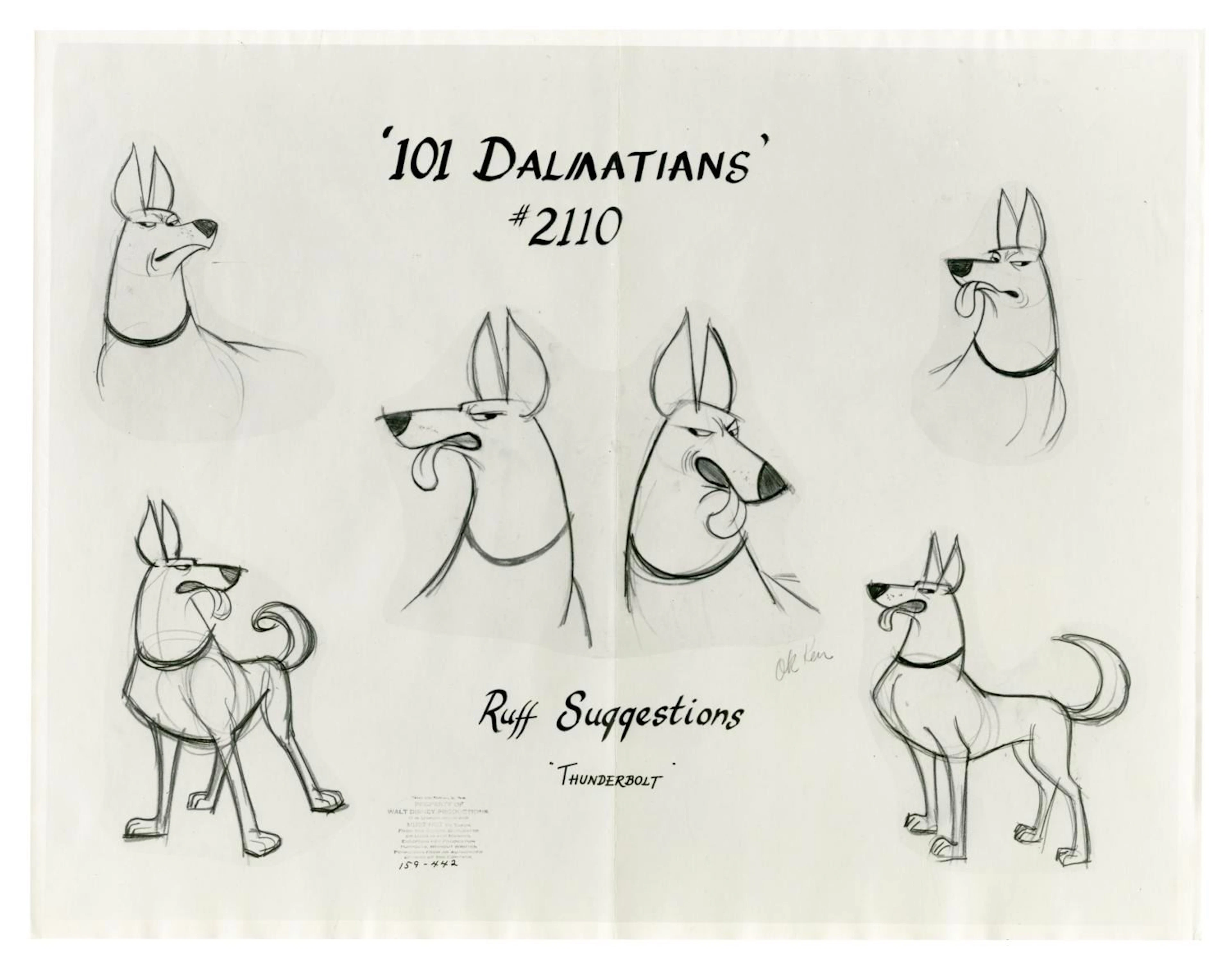 A "One Hundred and One Dalmatians" Thunderbolt Model Sheet.