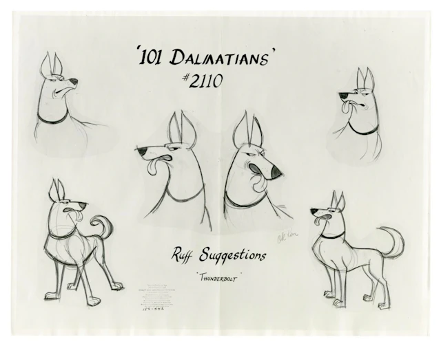 A "One Hundred and One Dalmatians" Thunderbolt Model Sheet.