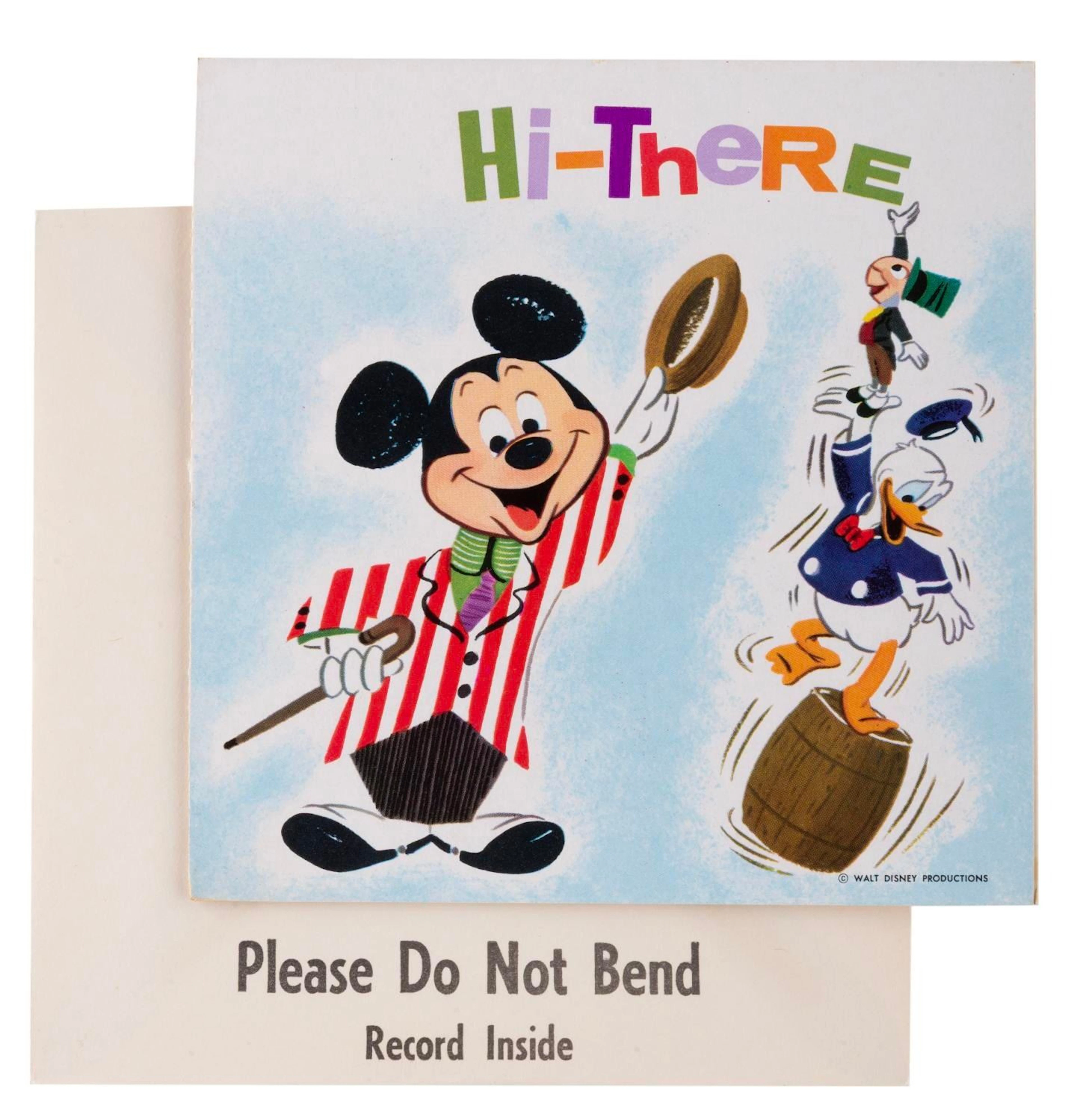 A 1960s Mickey Mouse Hi-There Record Card.