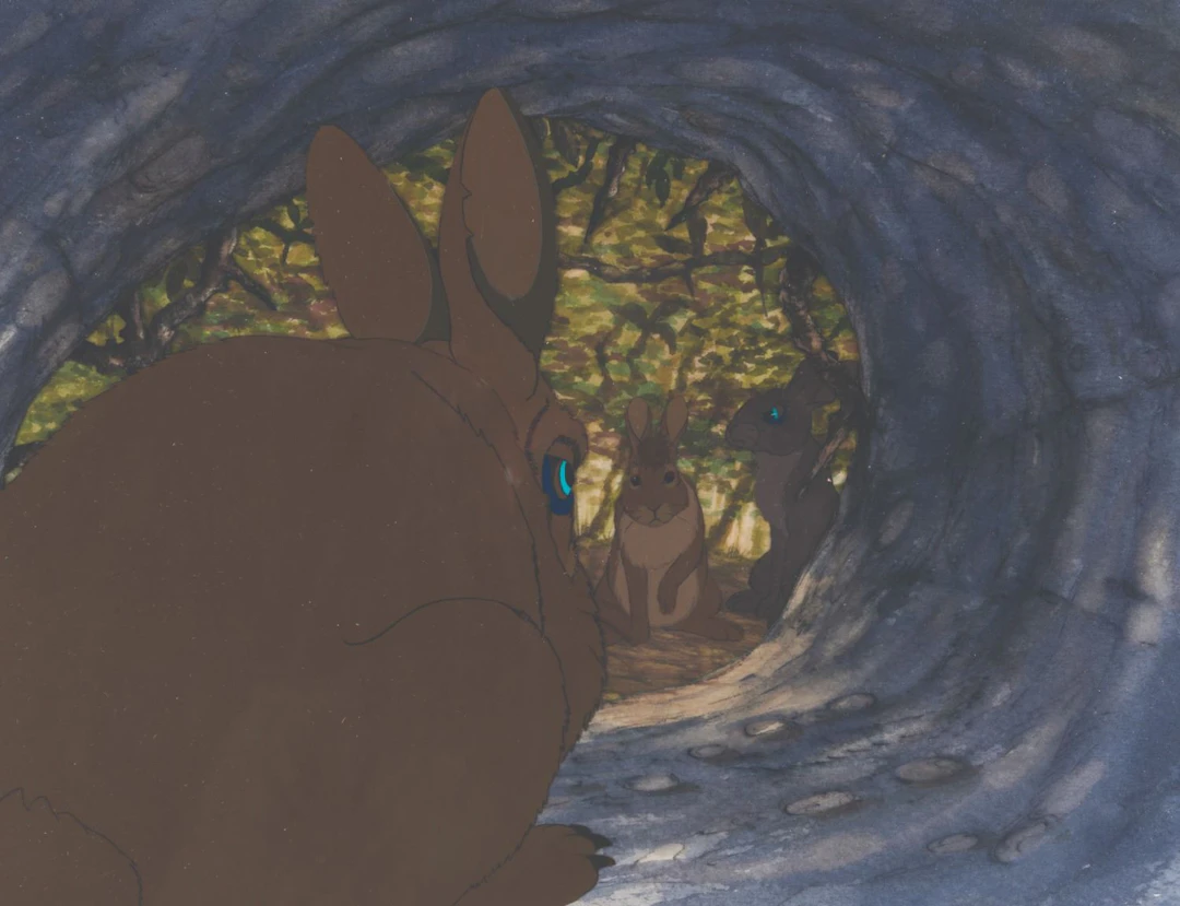 "Watership Down" Original Production Cels and Matching Background.
