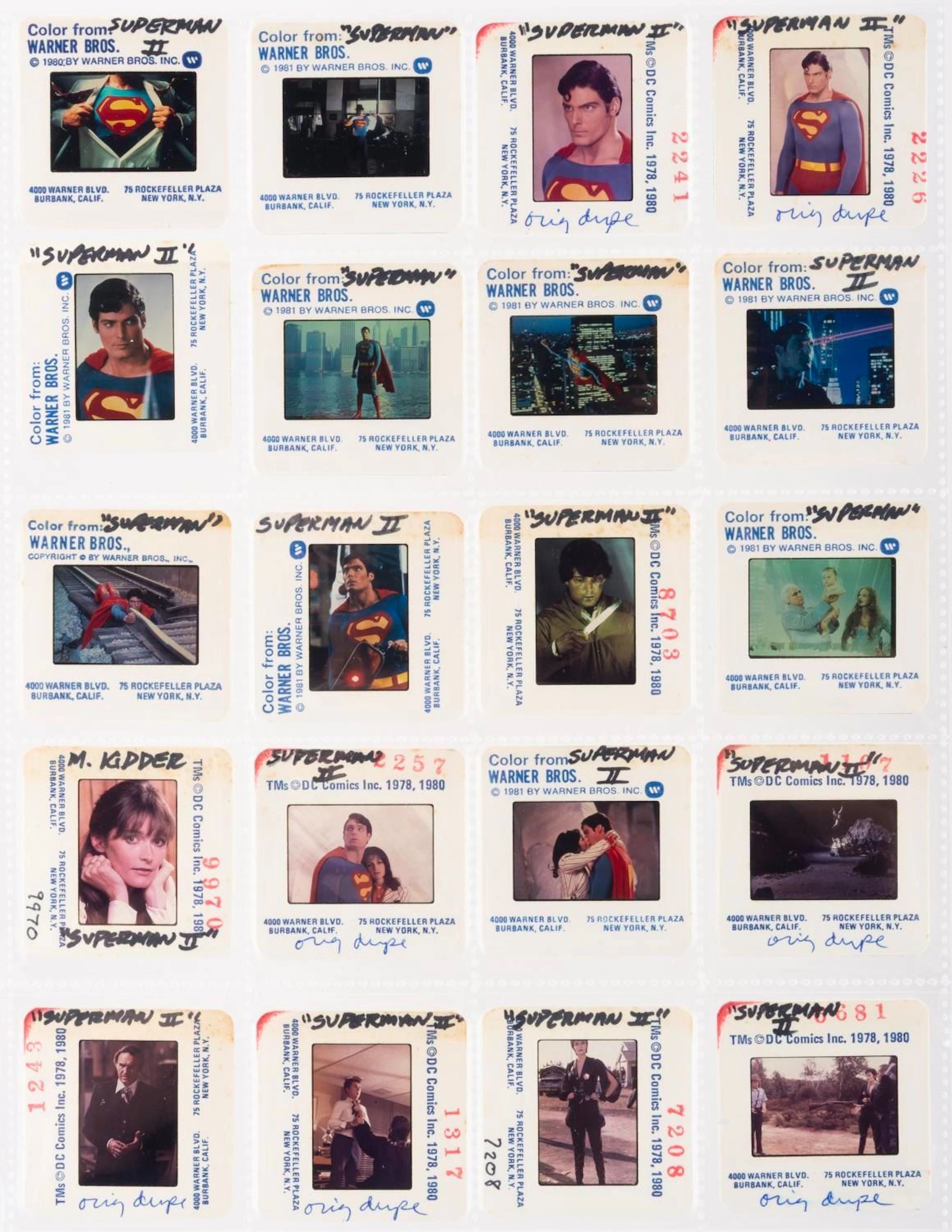 "Superman" and "Superman II" Publicity Slides.