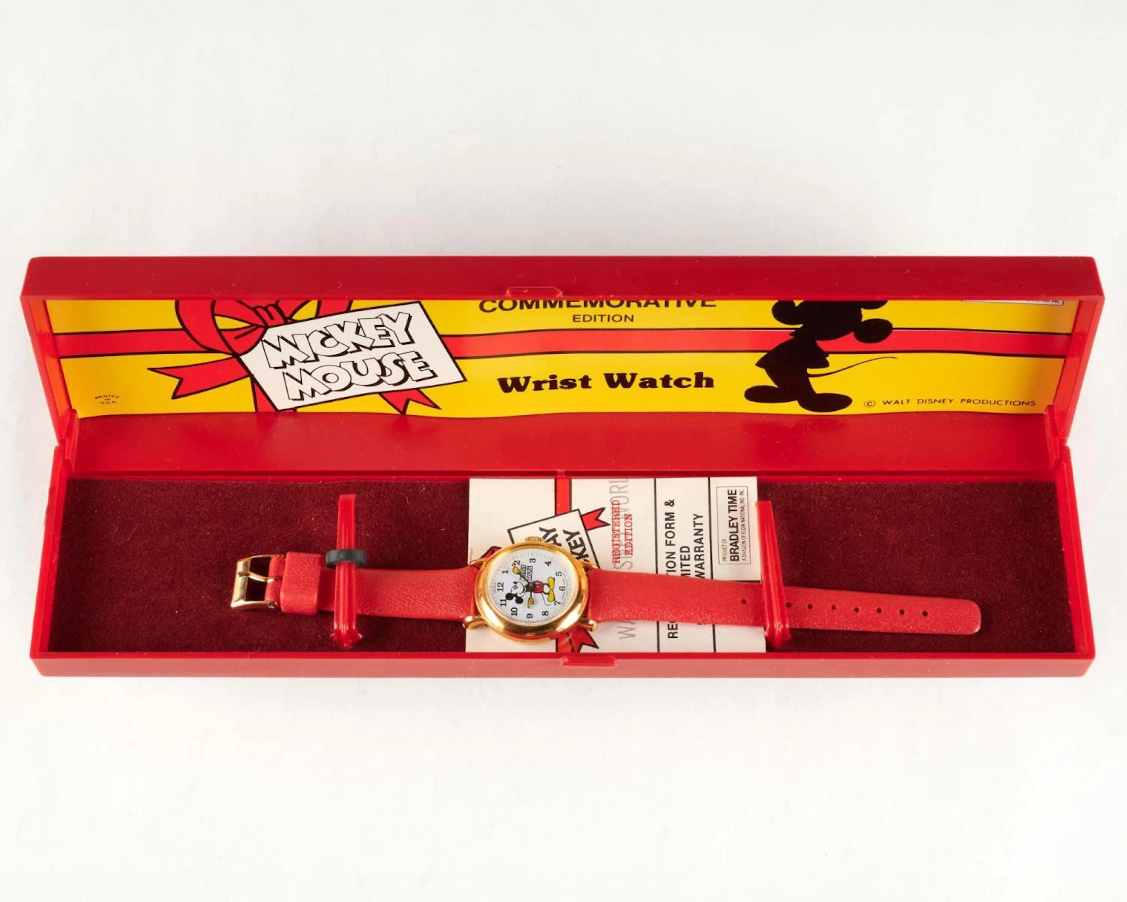 A Happy Birthday Mickey Wristwatch and Box.