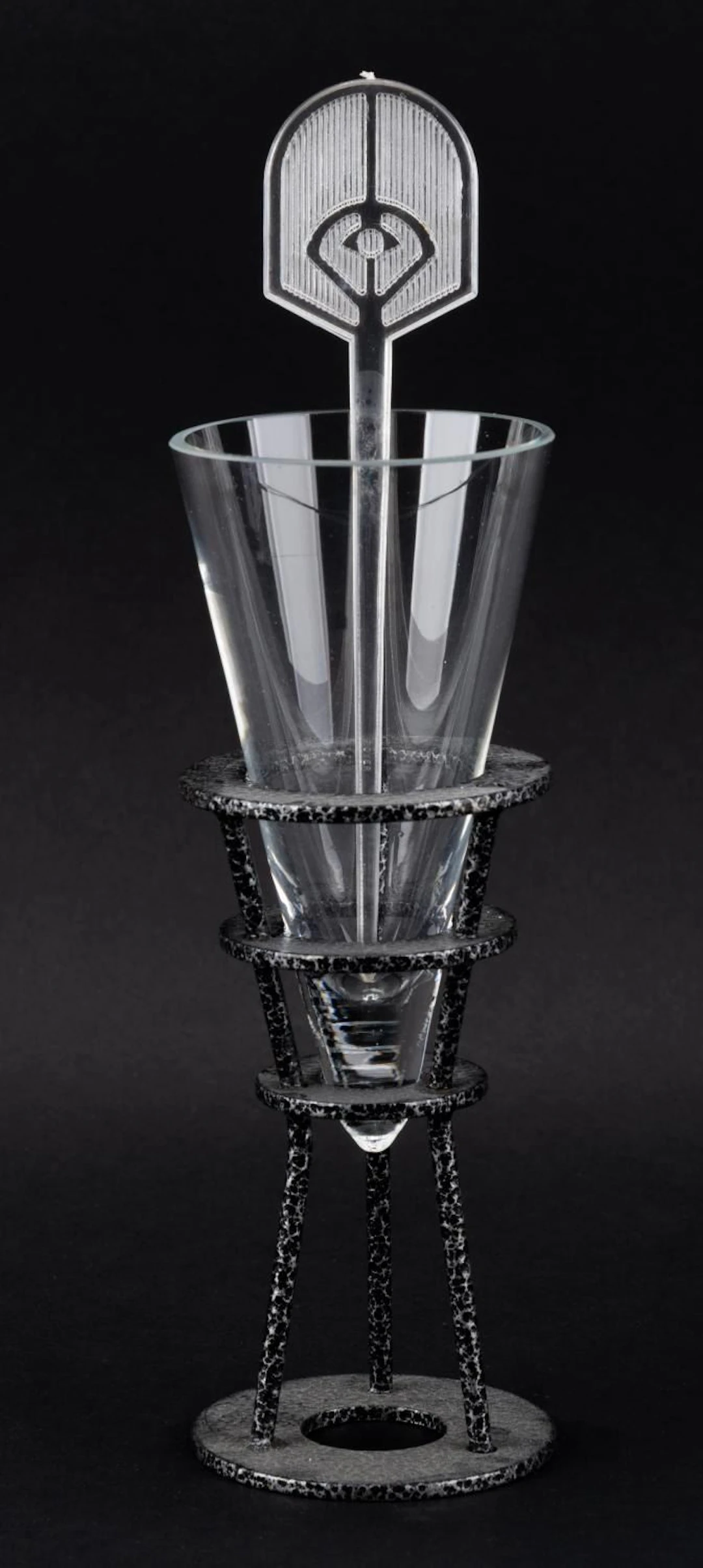 A Quark's Shot Glass, Holder, and Swizzle Stick.