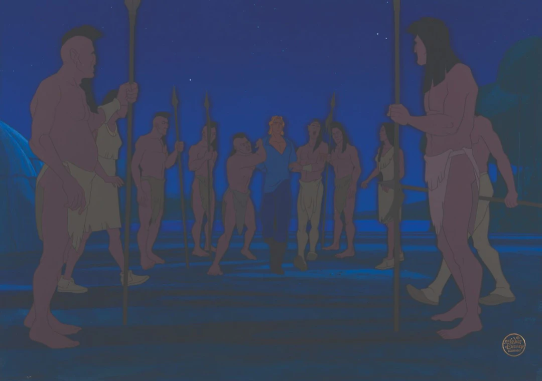 A "Pocahontas" Original Background with Recreated Cel.