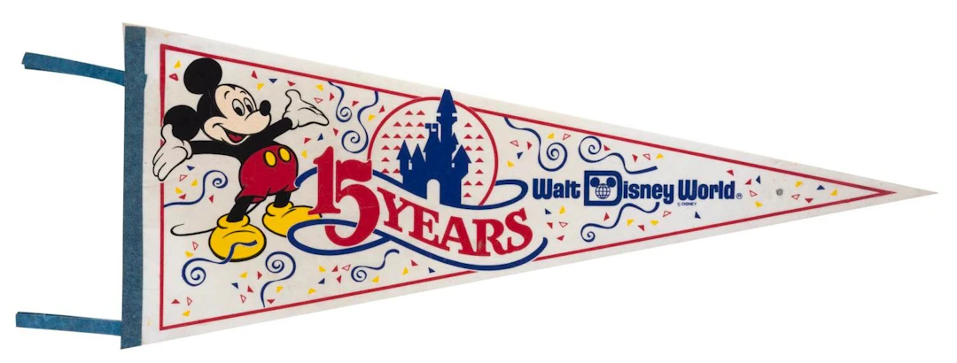 A Walt Disney World 15th Anniversary Pennant.