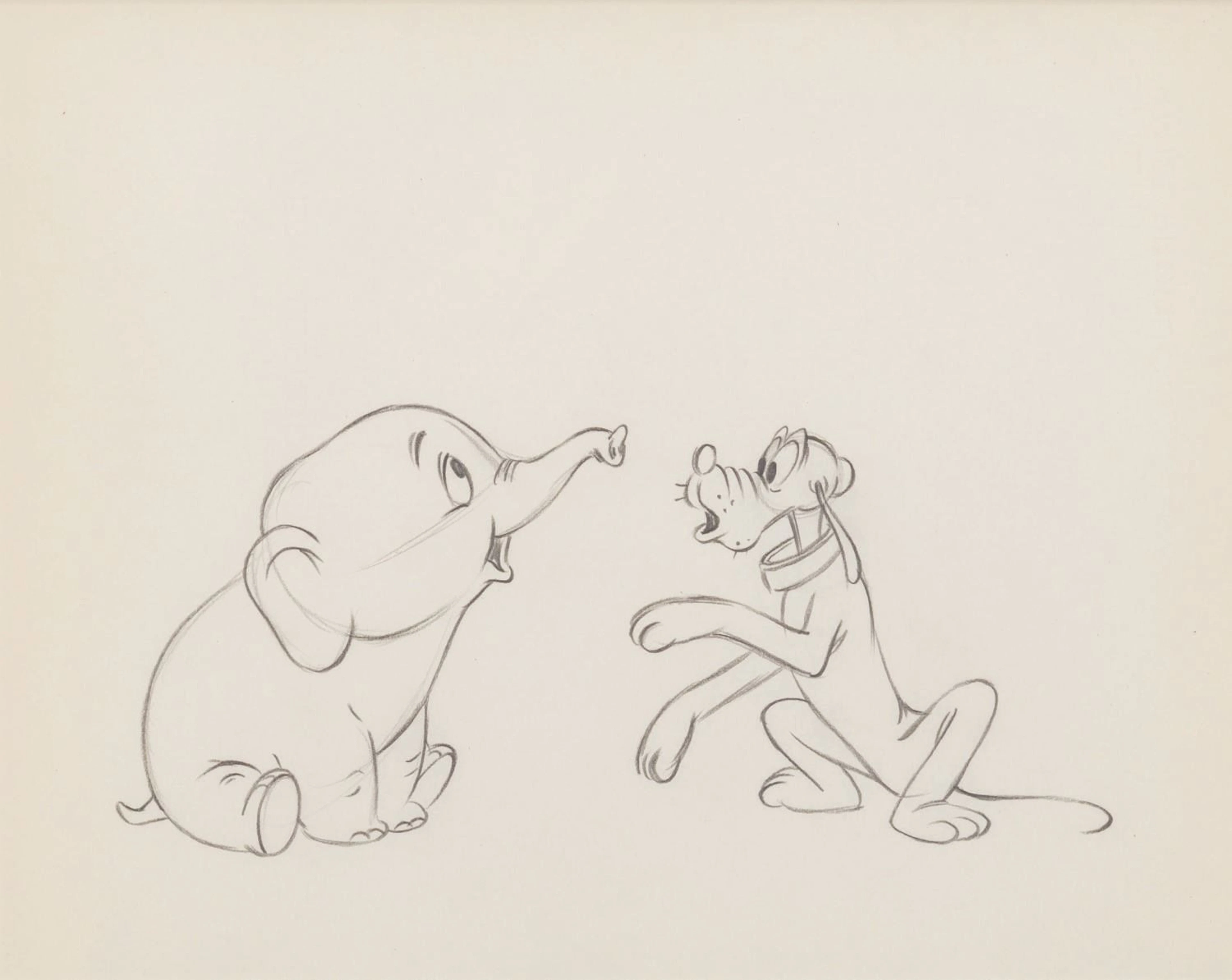 A Pluto and Elephant Original Production Drawing.