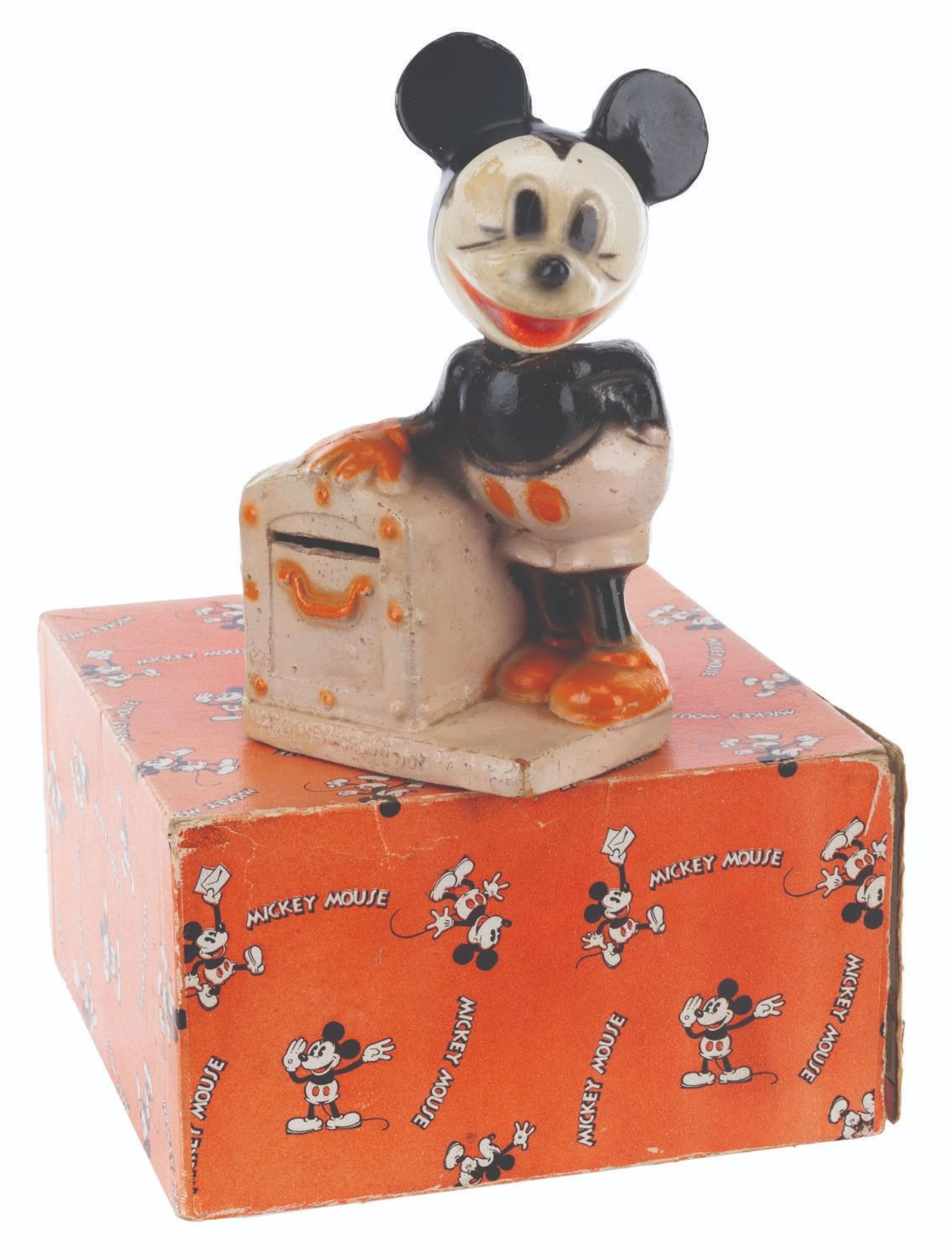 A Rare Mickey Mouse Bank By Crown With Box.