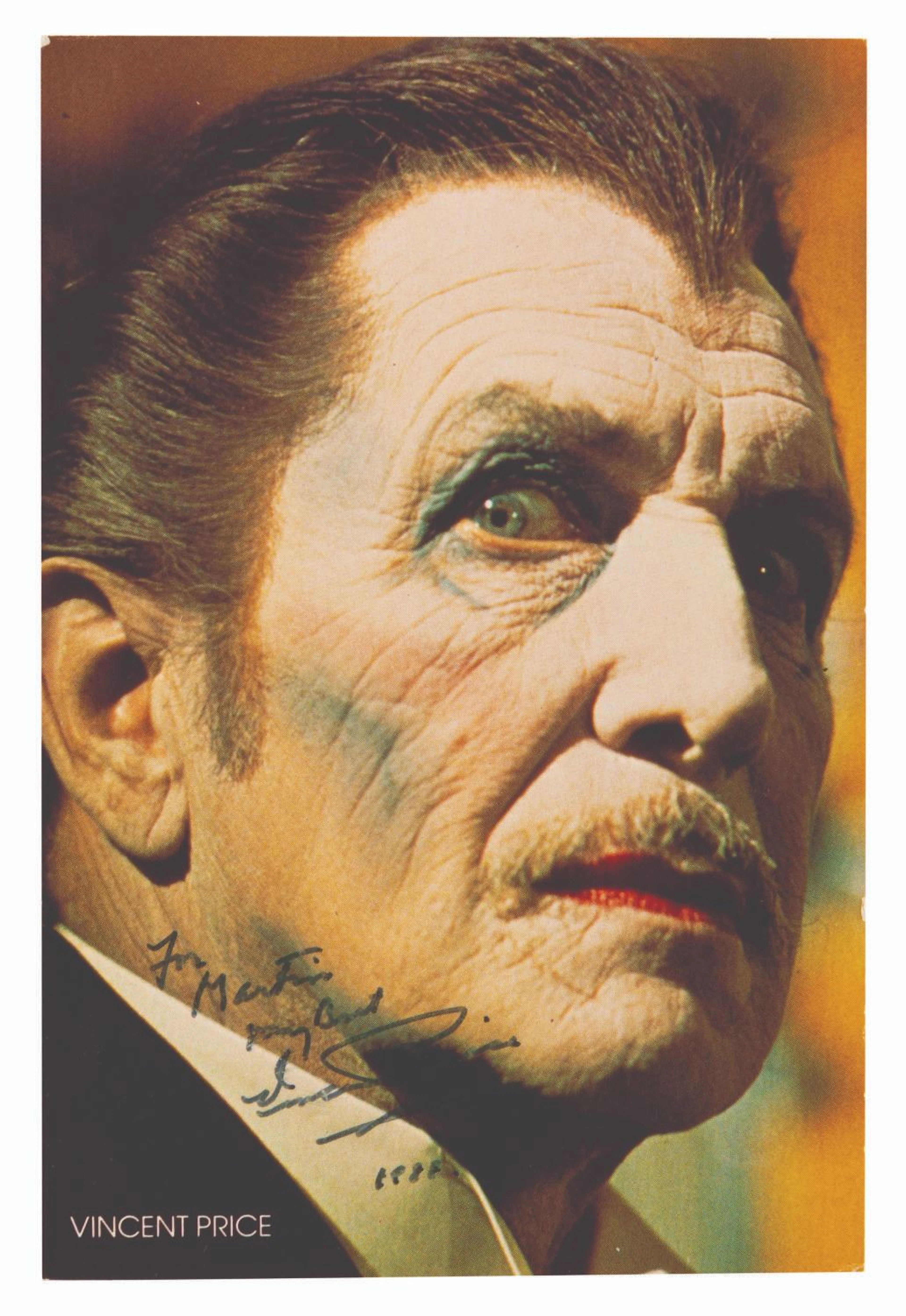 A Vincent Price Signed Postcard.