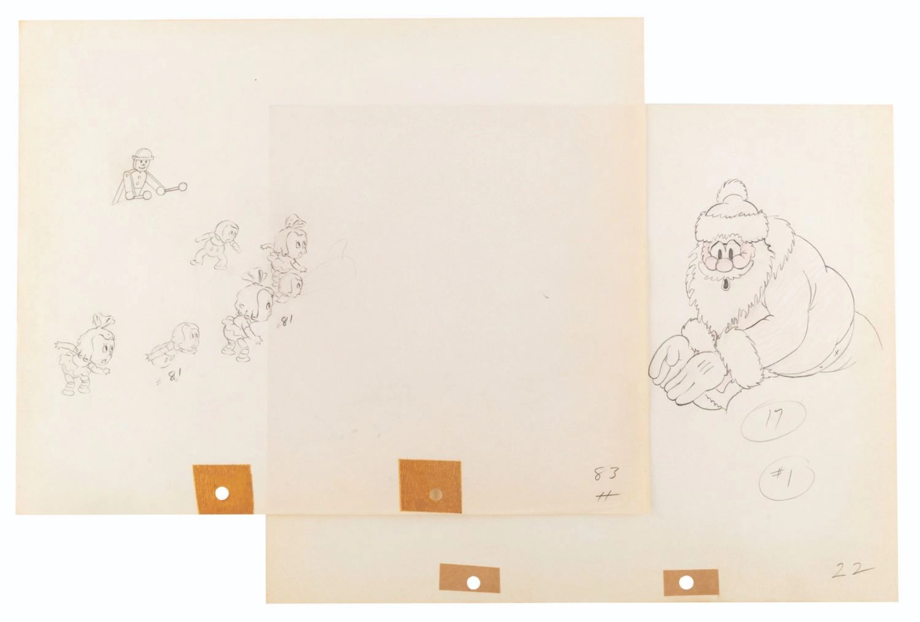 A Pair of "The Night Before Christmas" Production Drawings.
