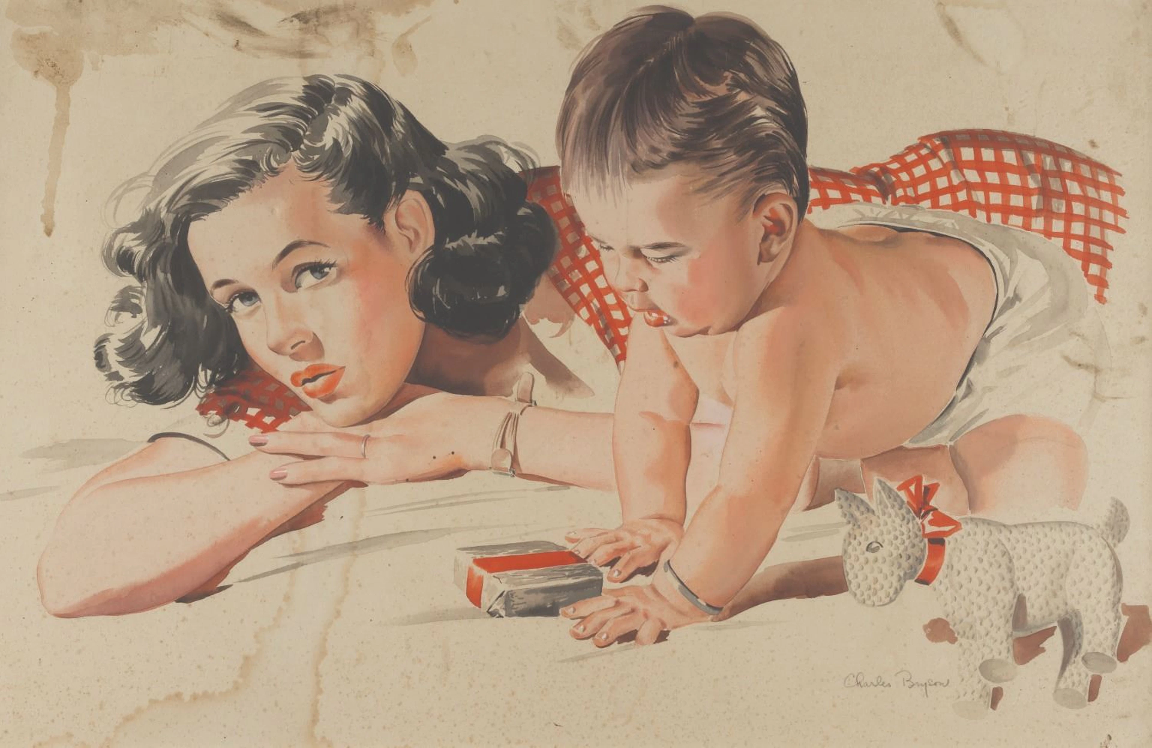 A Woman and Baby Illustration by Charles Bryson.