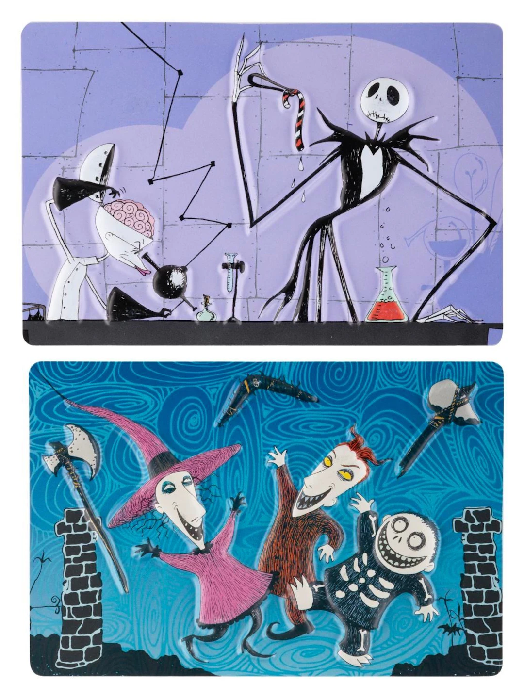 A Pair of Embossed "The Nightmare Before Christmas" Postcards.