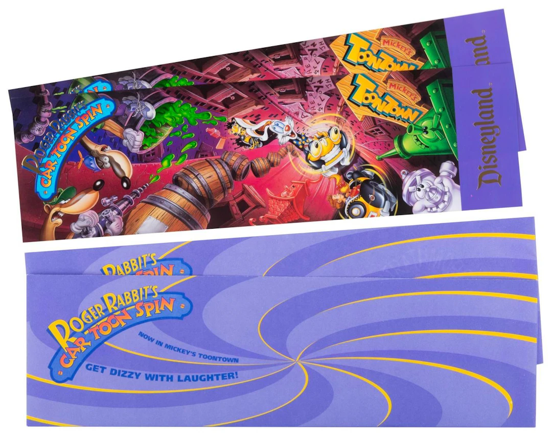 A Pair of Roger Rabbit's Car Toon Spin Premiere Invitations.