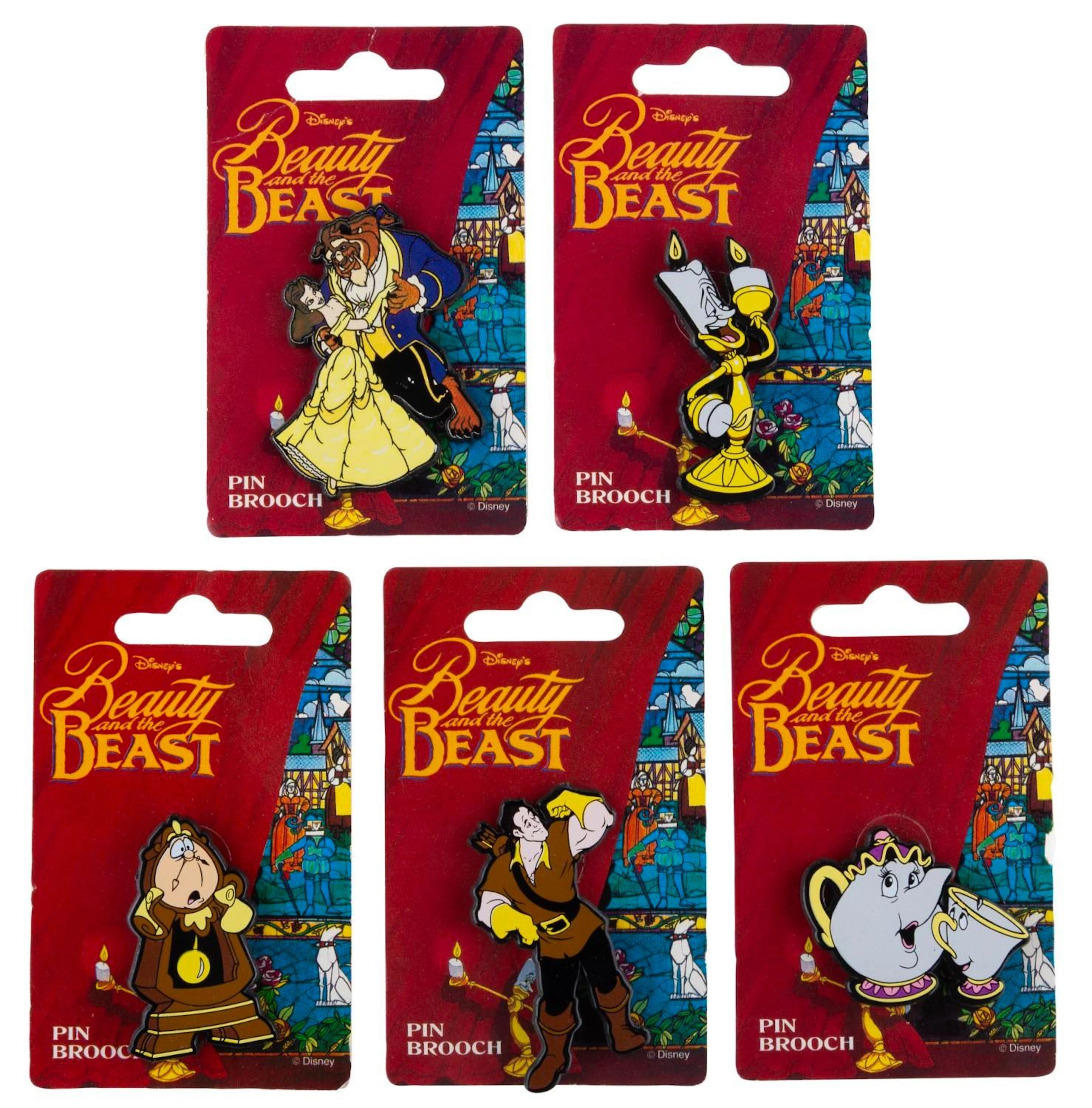 A Set of "Beauty and the Beast" Pin Brooches.