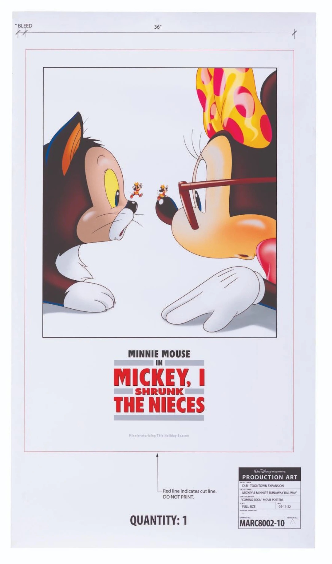 A "Mickey, I Shrunk the Nieces" Production Art Poster.