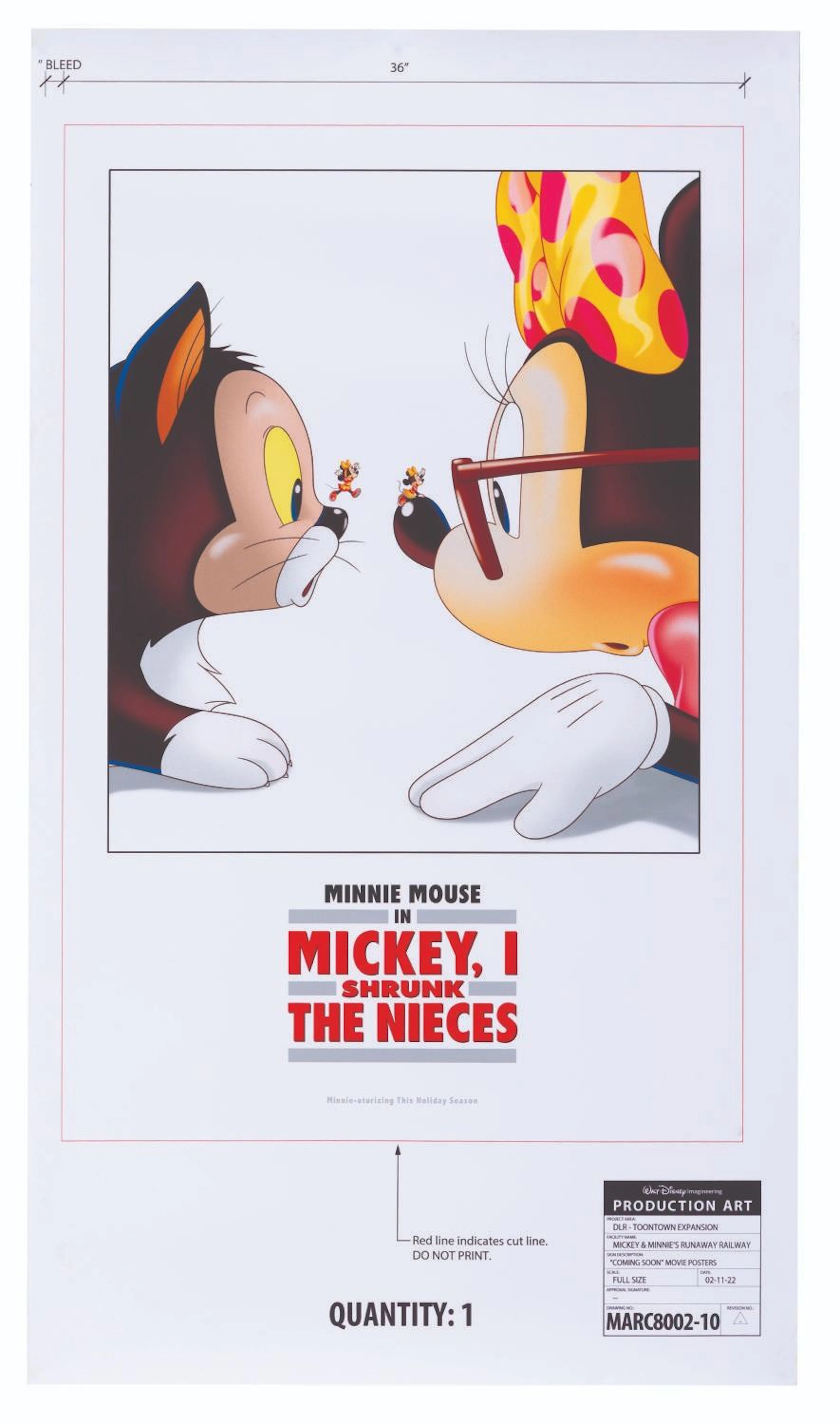 A "Mickey, I Shrunk the Nieces" Production Art Poster.