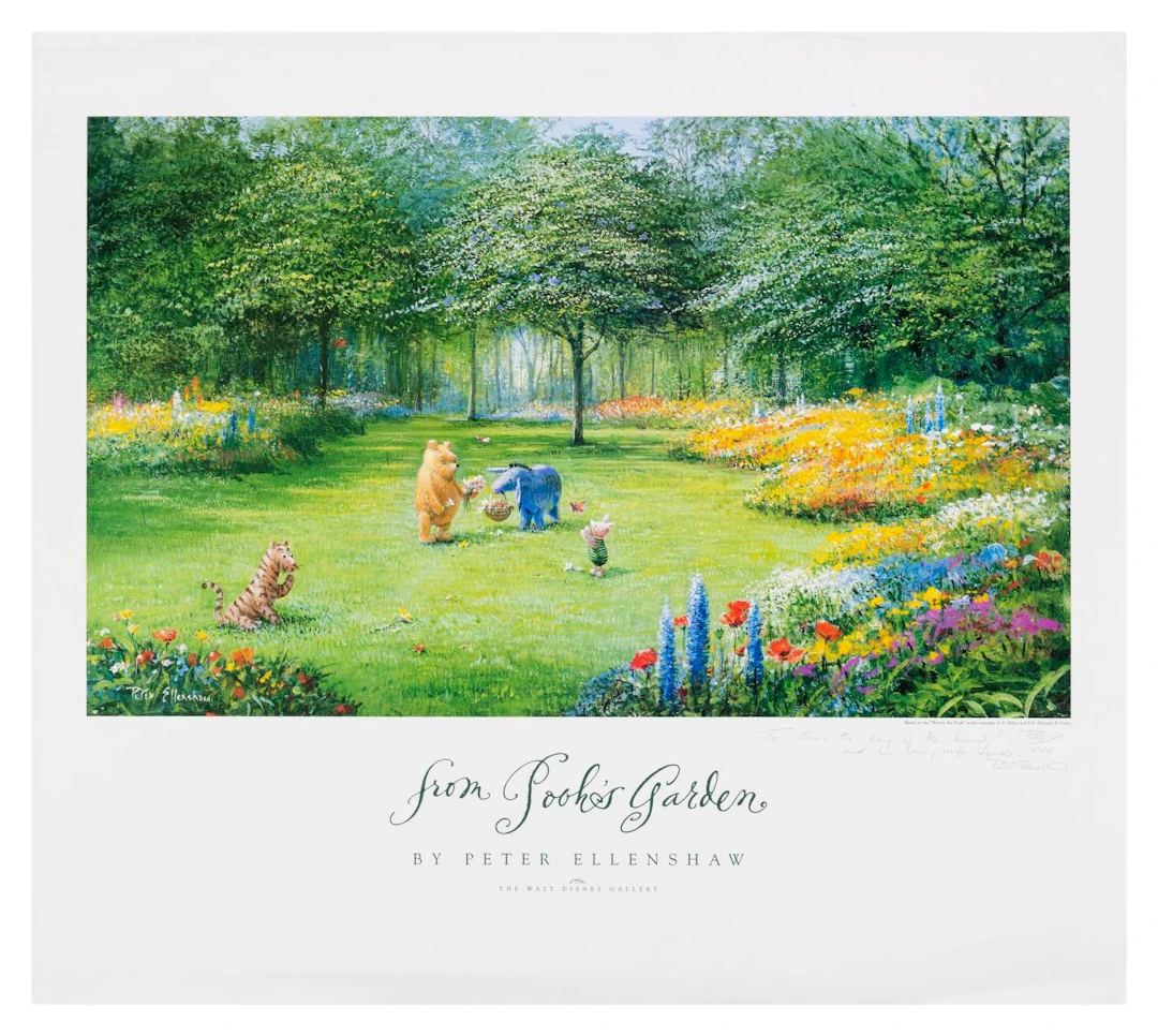 A Peter Ellenshaw Signed "From Pooh's Garden" Print.