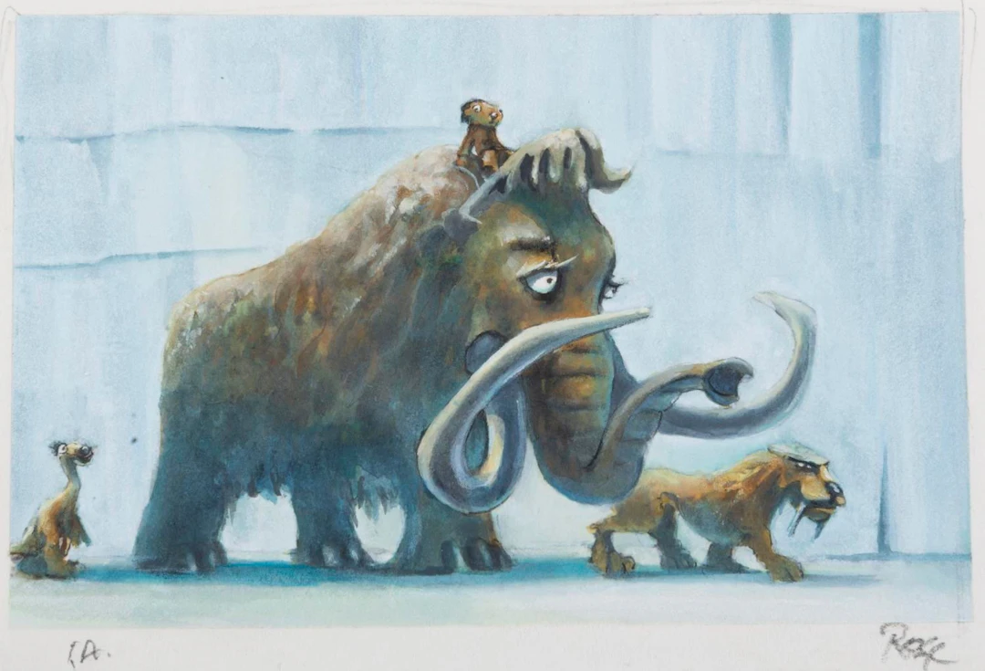 "Ice Age" Concept Art of Manny, Sid, Diego, and Roshan.