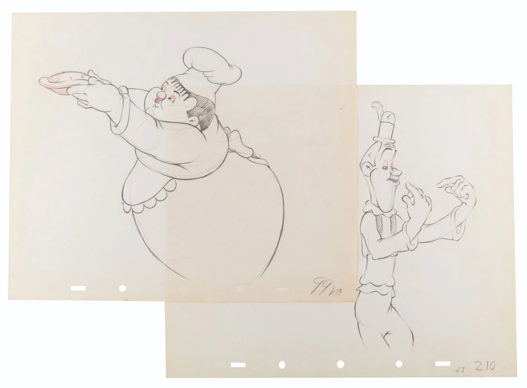 A Pair of "Mother Goose Goes Hollywood" Production Drawings.