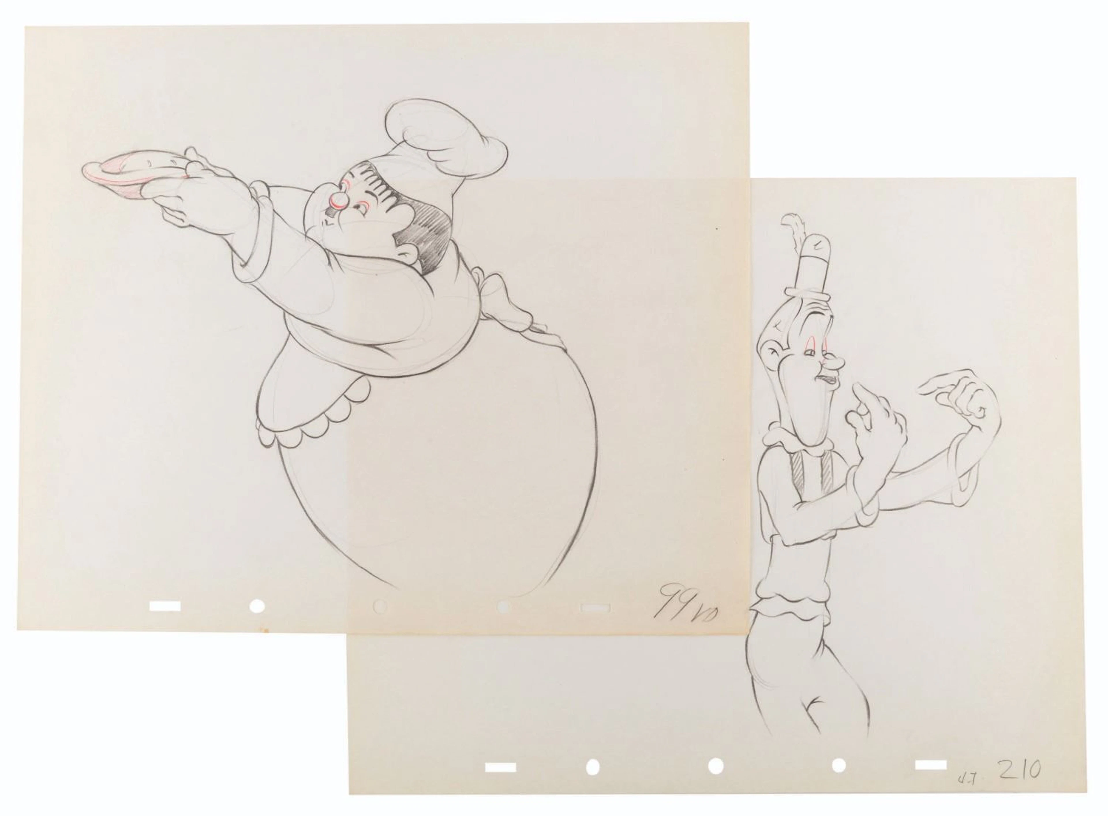 A Pair of "Mother Goose Goes Hollywood" Production Drawings.
