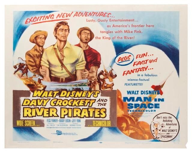 A "Davy Crockett and the River Pirates" Half-Sheet Poster.